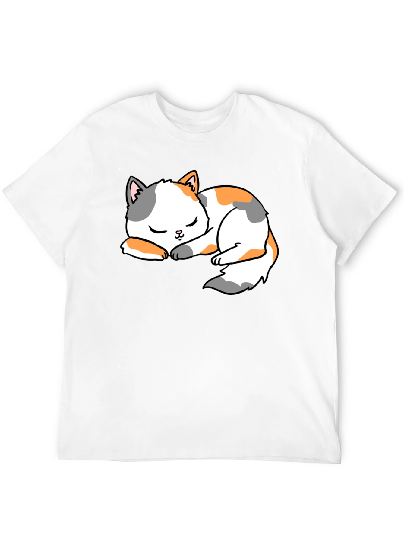 Cute Sleeping Cat Black T-Shirt