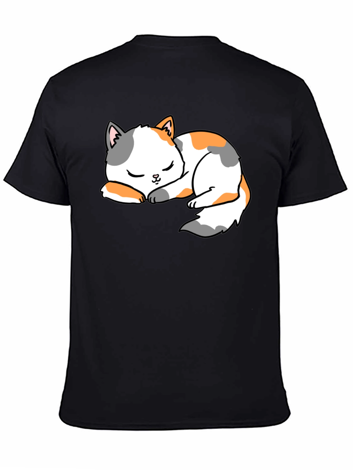Cute Sleeping Cat Black T-Shirt