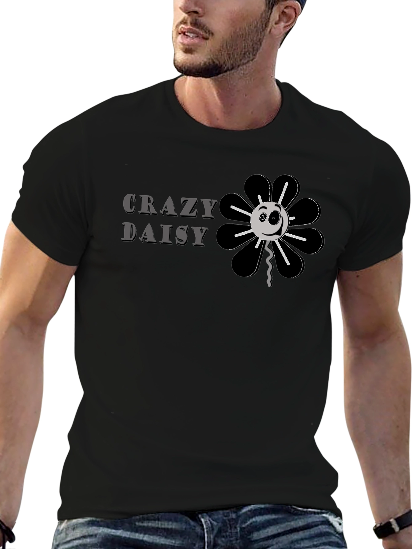 Crazy Daisy Graphic Tee - Black Cotton