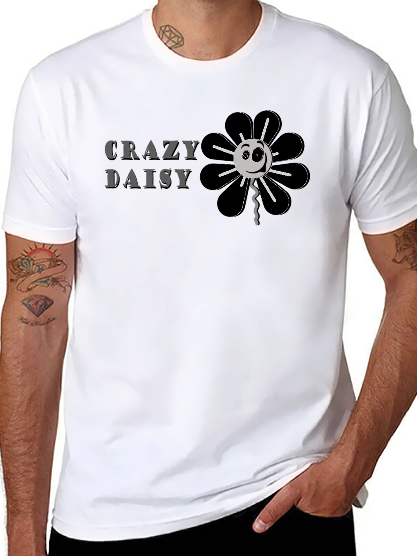 Crazy Daisy Graphic Tee - Black Cotton