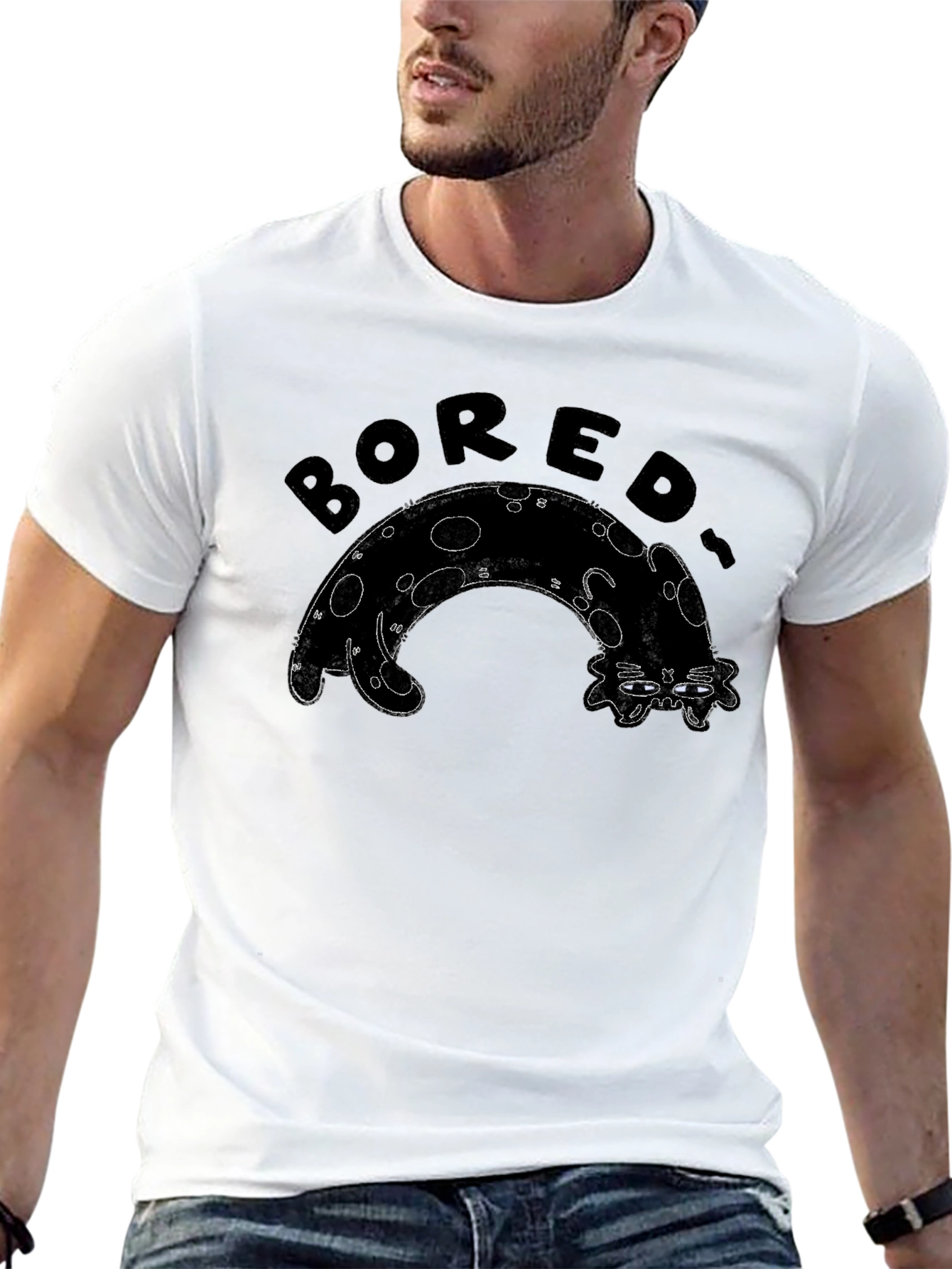 Bored Cat Graphic Tee - Black