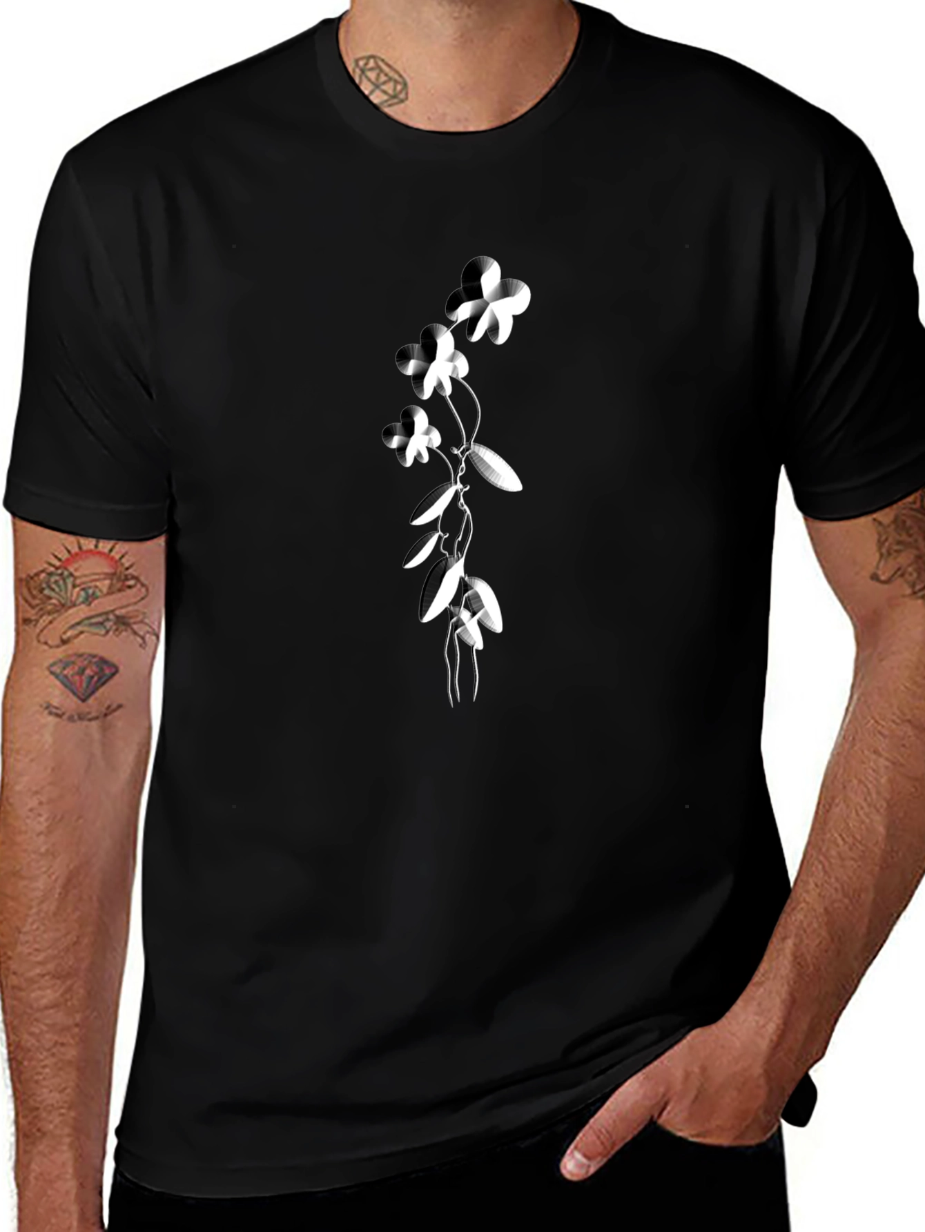Floral Print Black T-Shirt: Modern Style