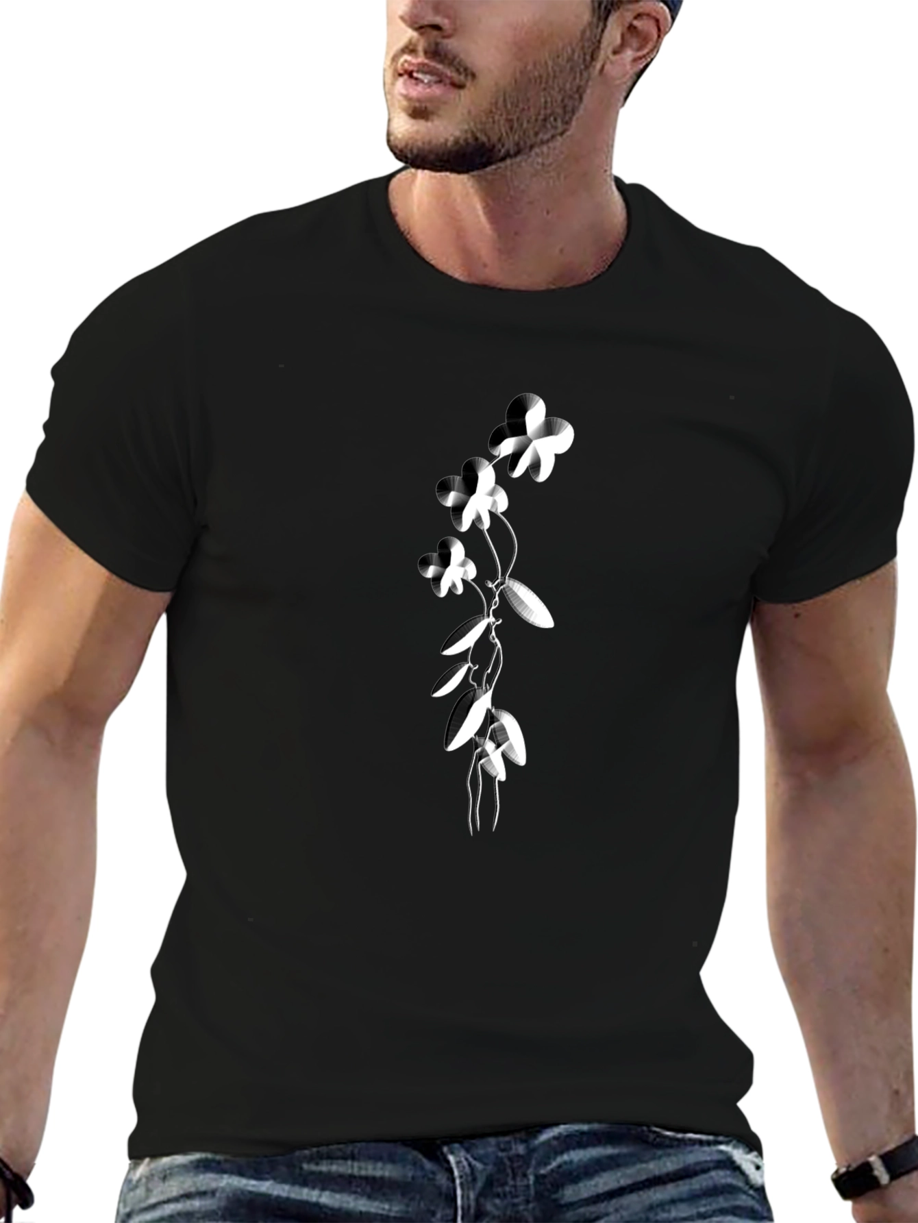 Floral Print Black T-Shirt: Modern Style