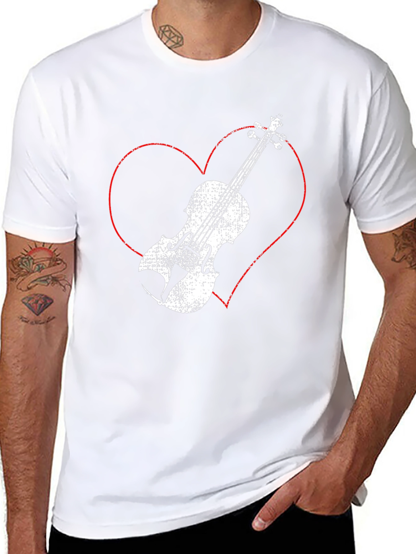 Heart Violin Graphic Tee - Music Lover Shirt