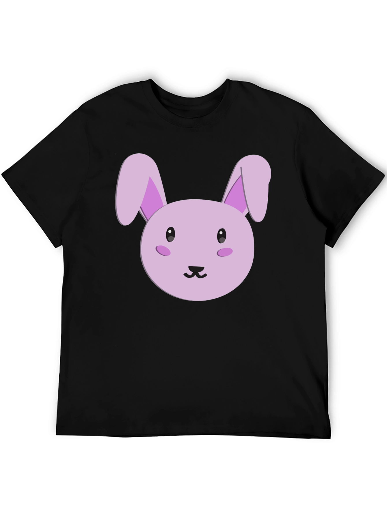 Cute Cartoon Bunny Graphic Tee - Black