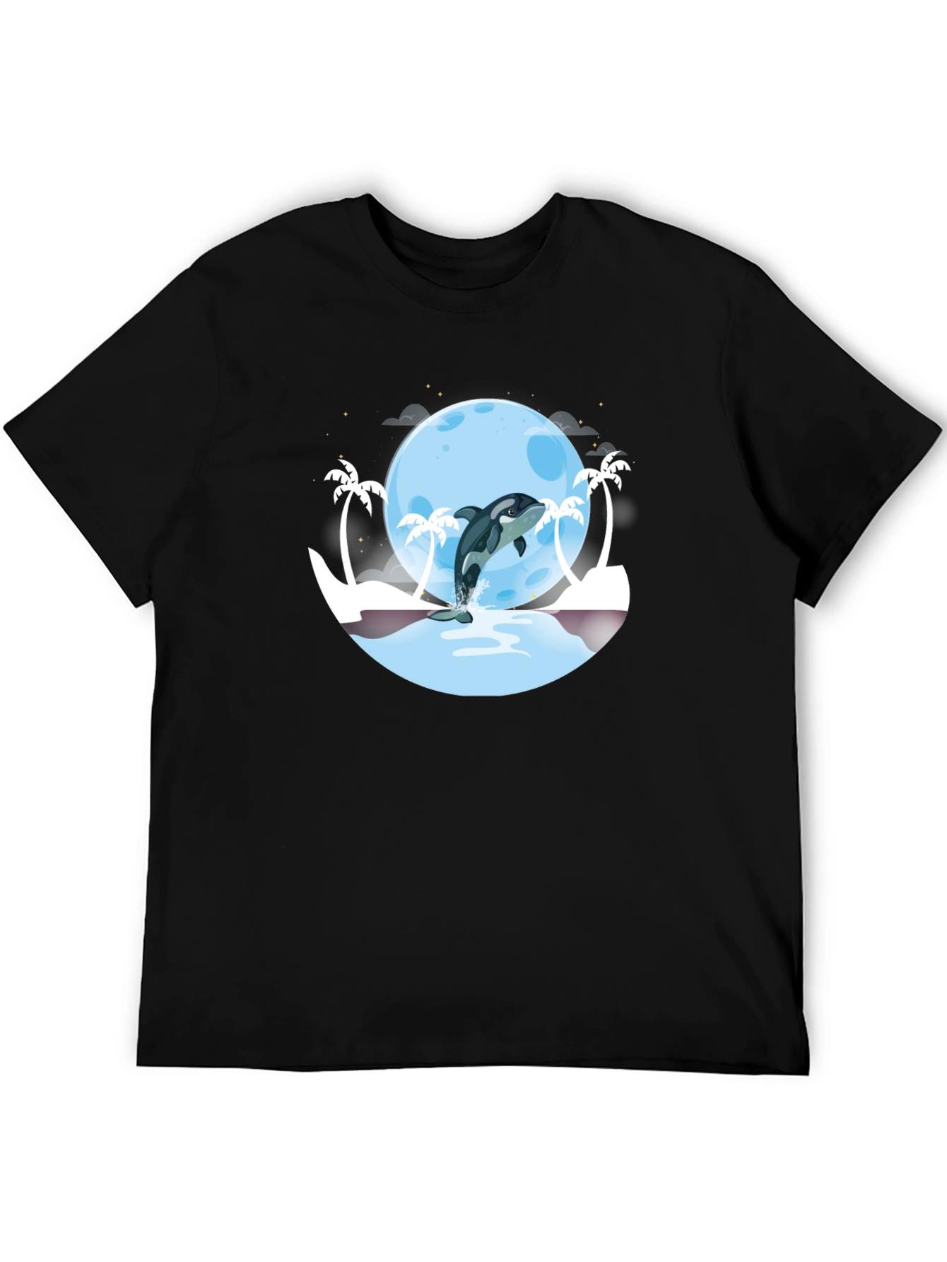Orca Moon T-Shirt - Black Graphic Tee