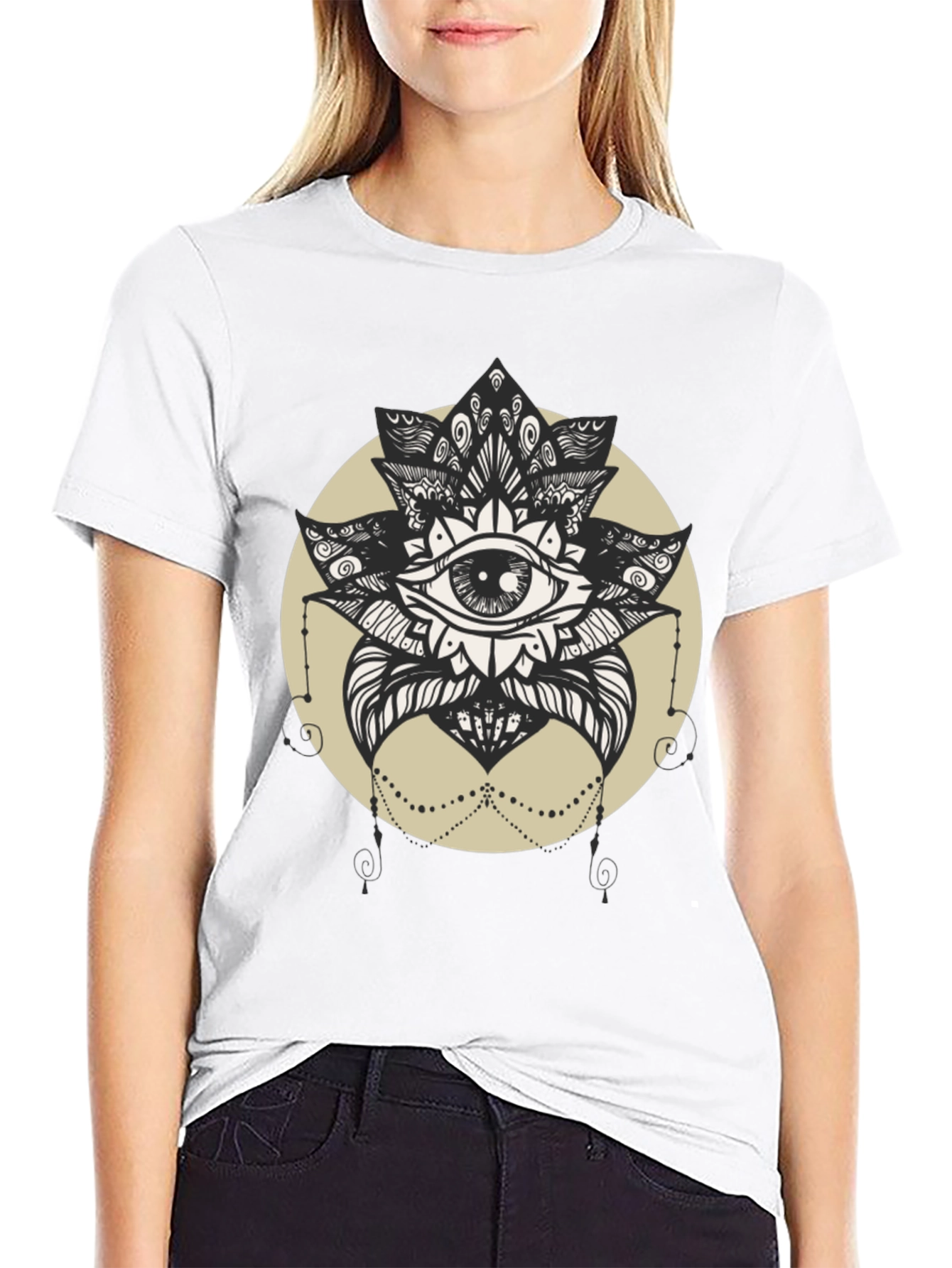 Eye Mandala Graphic Tee - Black Cotton T-Shirt