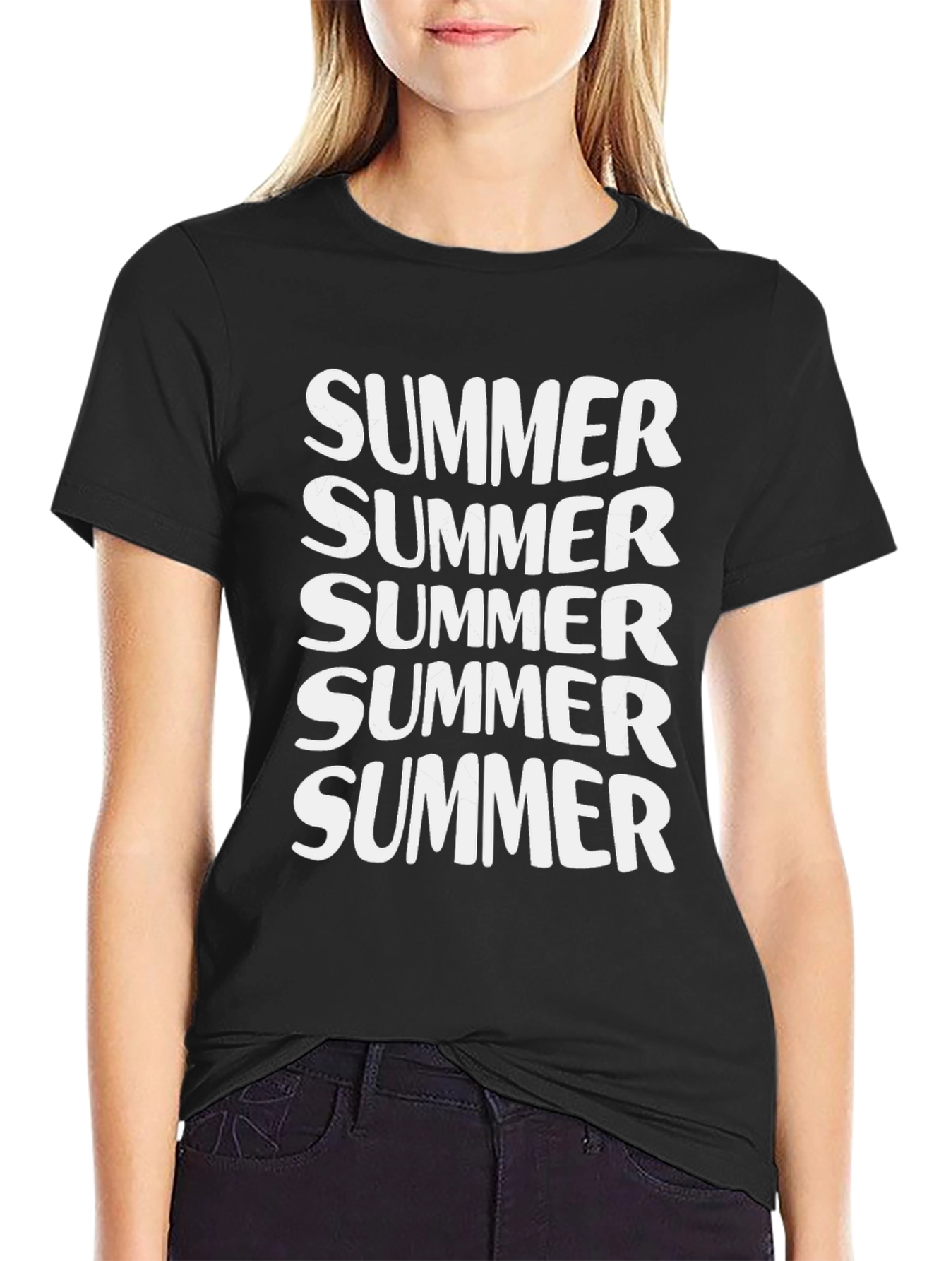 Summer Graphic Tee - Black Cotton T-Shirt