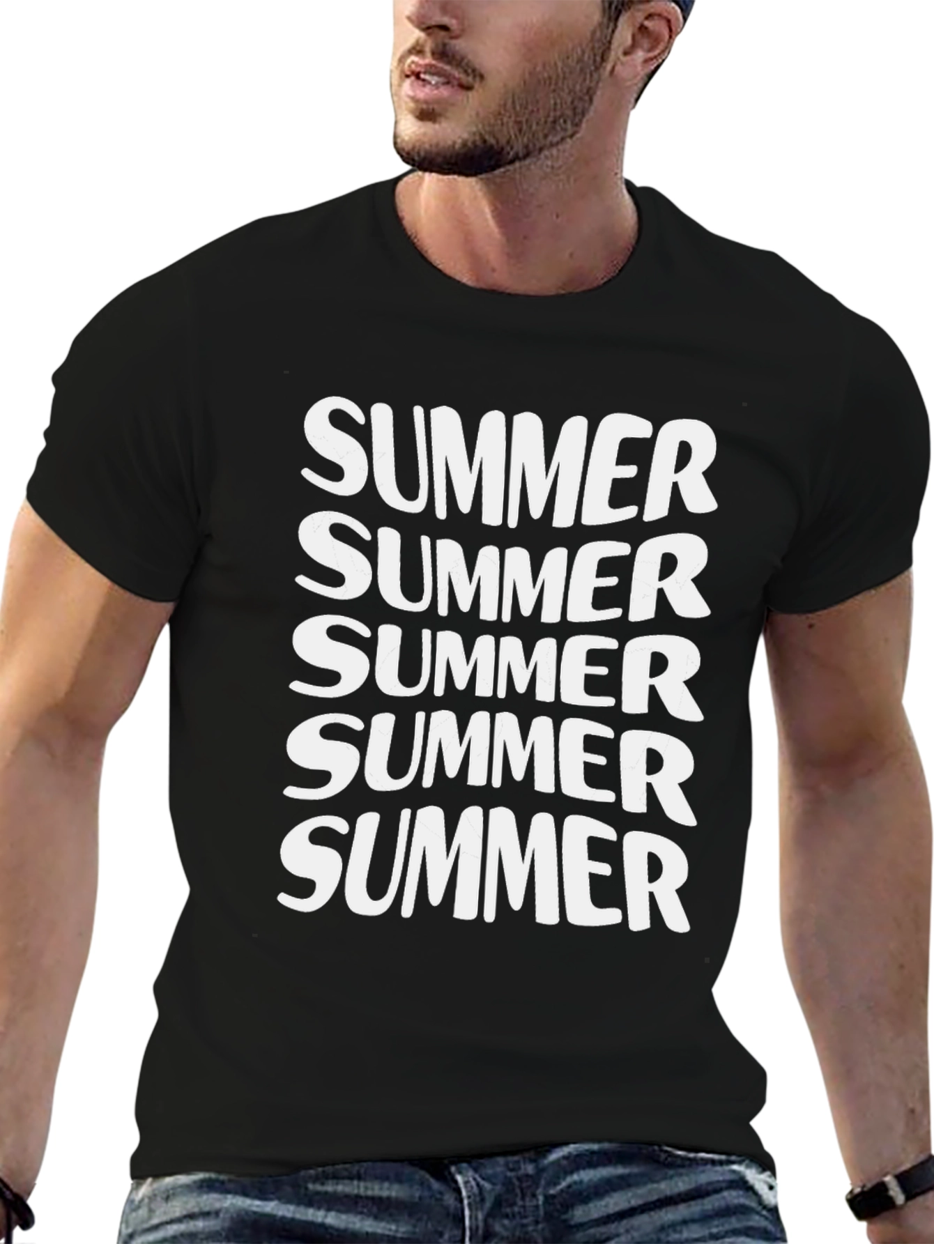 Summer Graphic Tee - Black Cotton T-Shirt