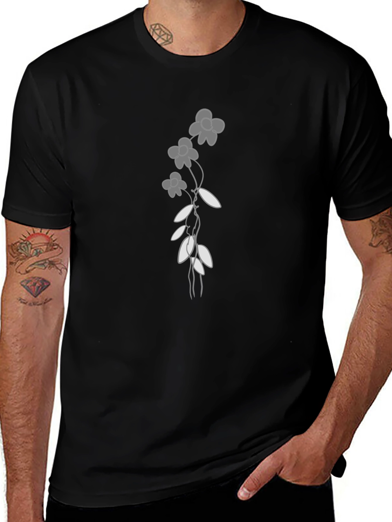 Floral Graphic Black T-Shirt - Stylish Casual Wear
