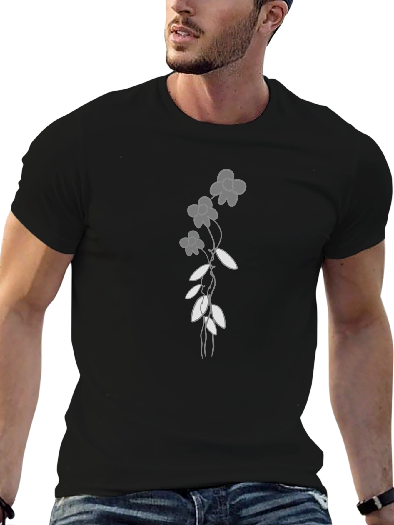 Floral Graphic Black T-Shirt - Stylish Casual Wear