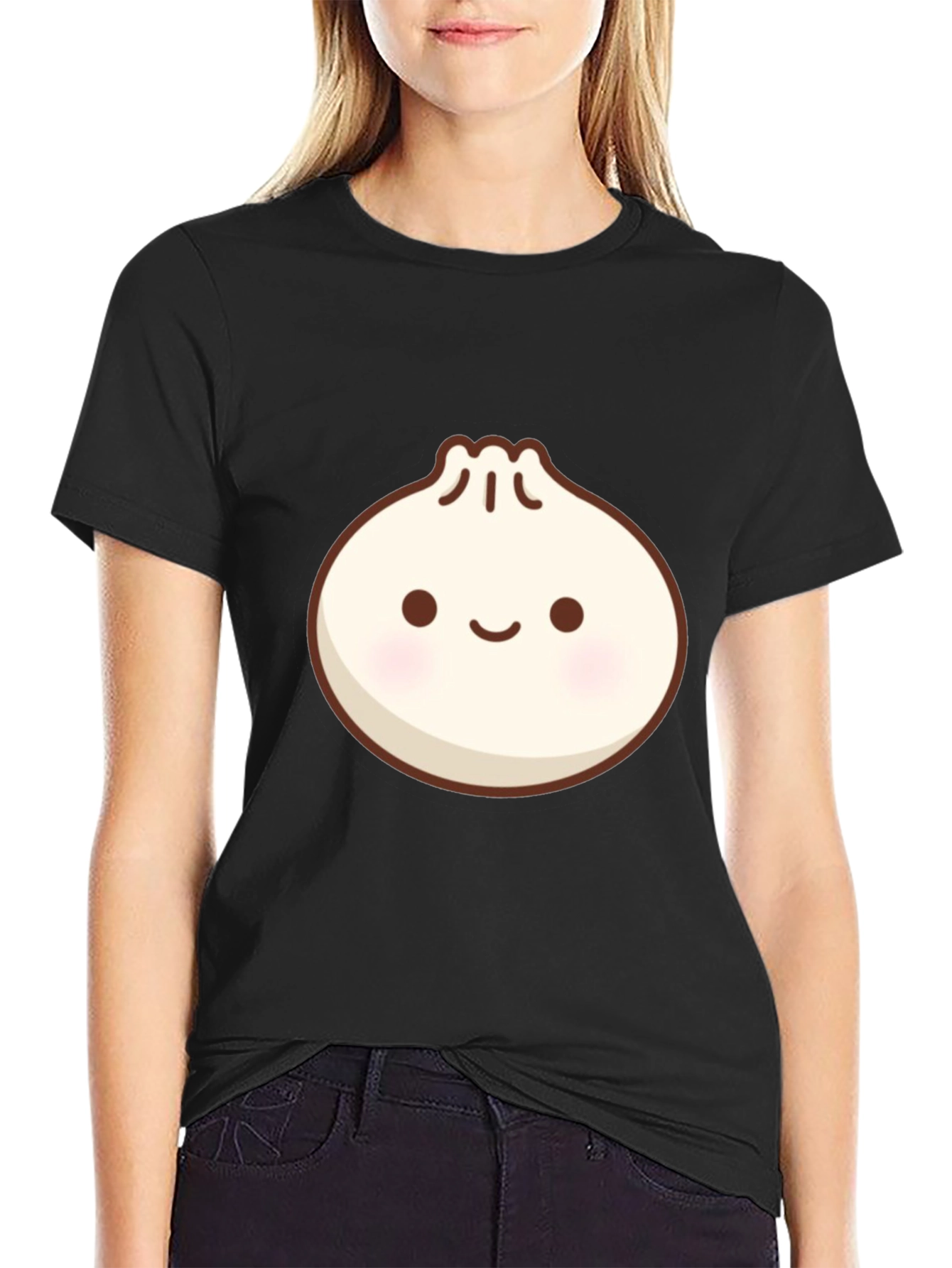 Cute Dumpling Graphic Black T-Shirt