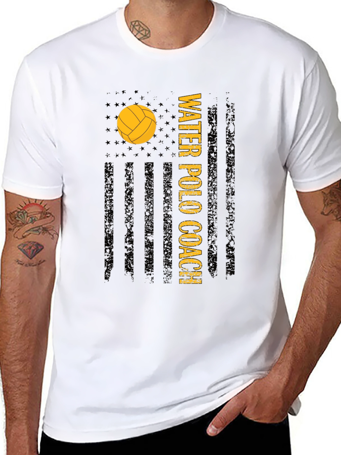 Water Polo Coach USA Flag Graphic Tee