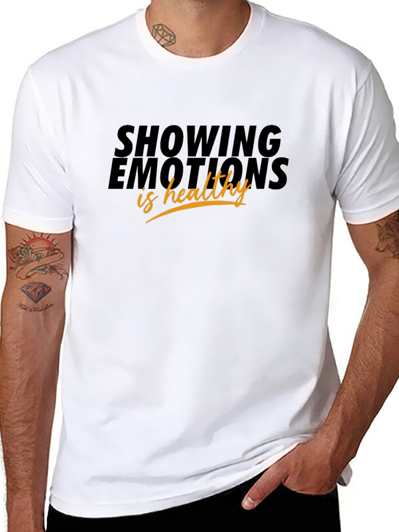 Showing Emotions Is Healthy Black T-Shirt