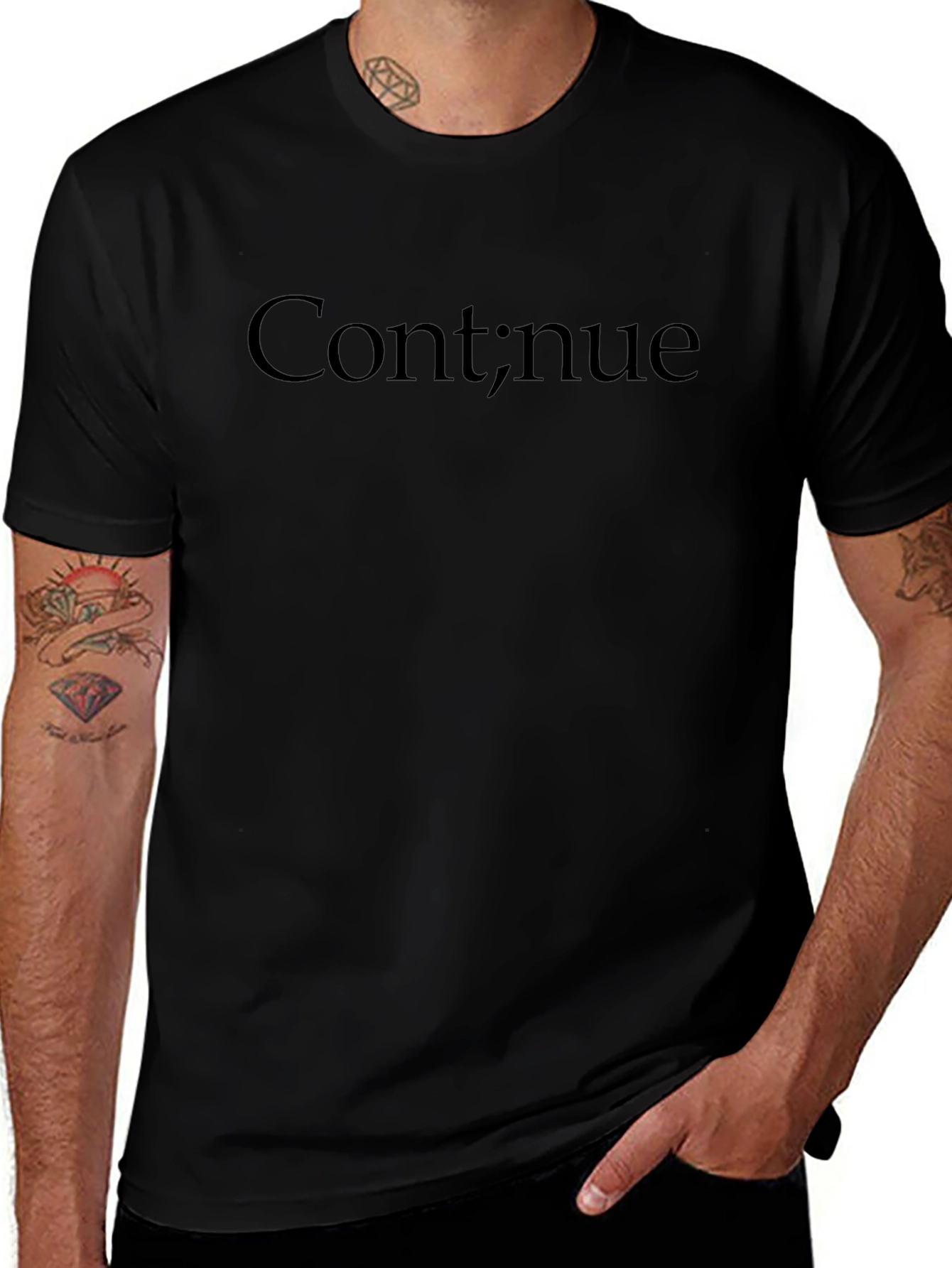 Continue; Graphic T-Shirt - Black