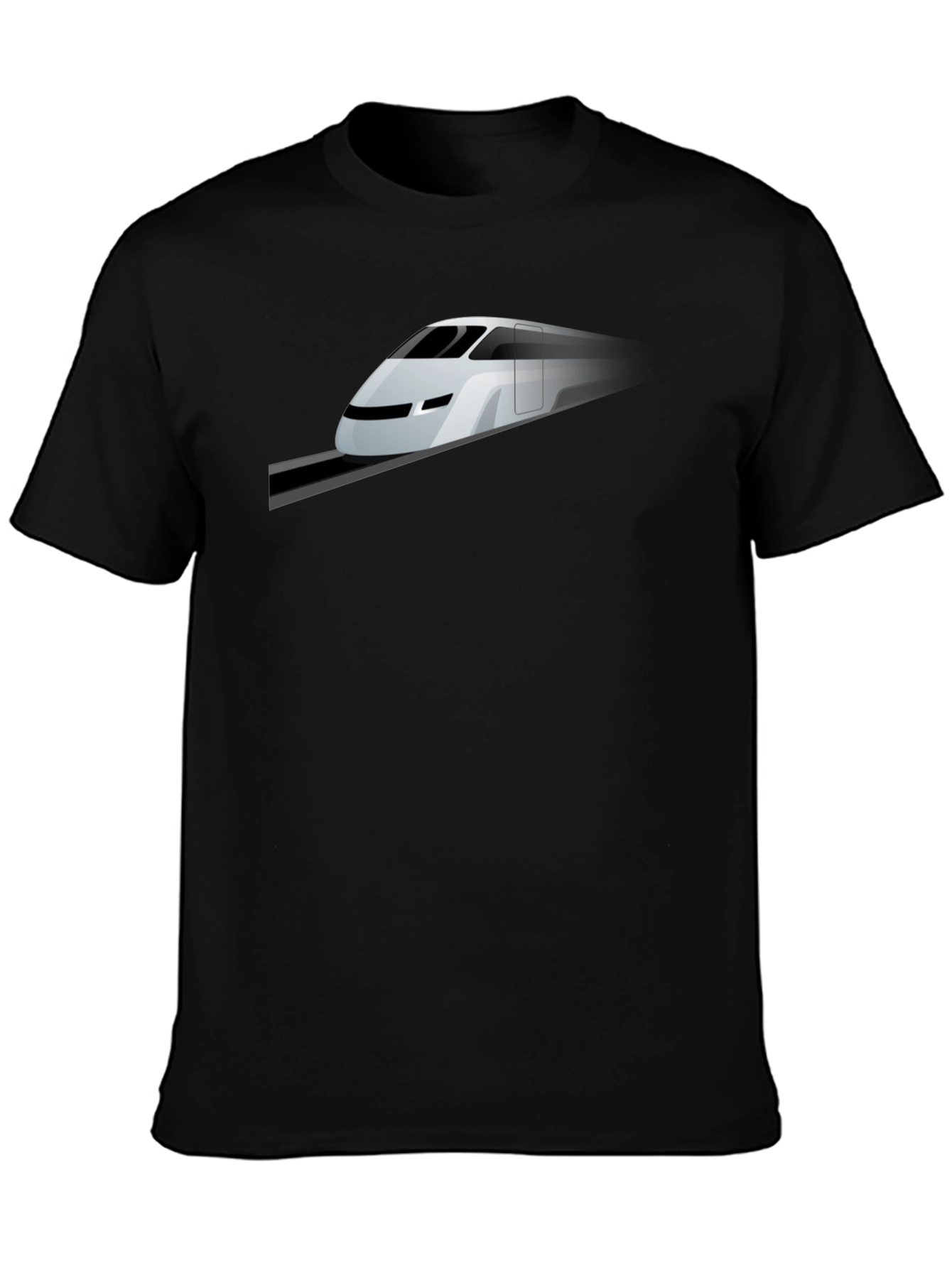 Modern Train Graphic Tee - Black Cotton Blend