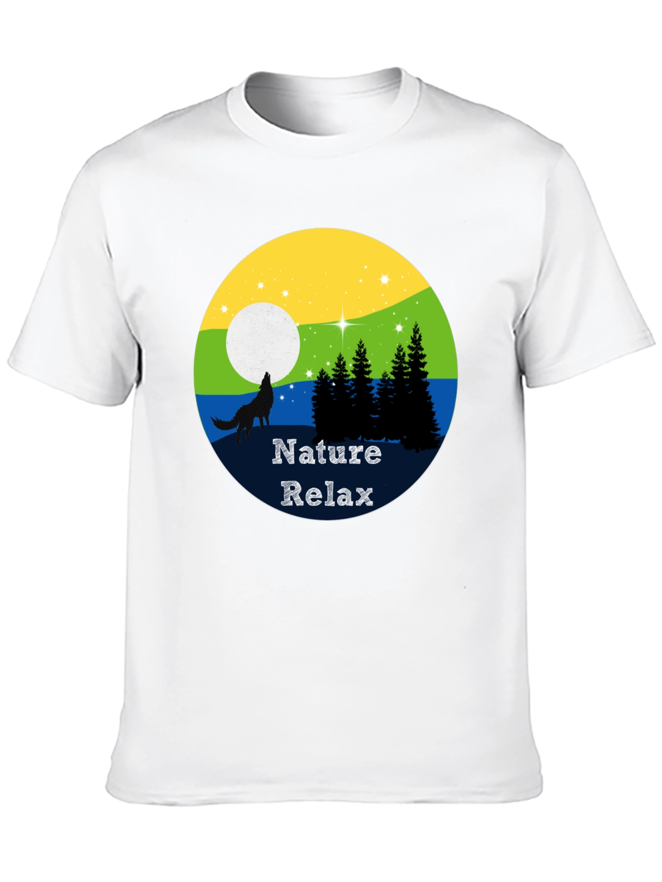 Nature Relax T-Shirt - Wolf Howling at Moon