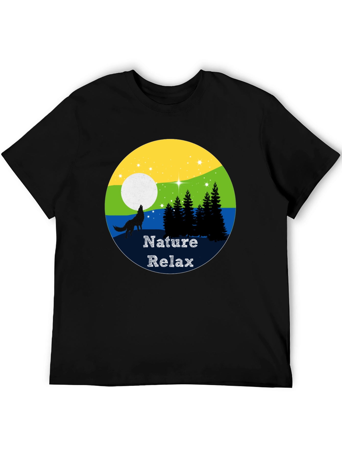 Nature Relax T-Shirt - Wolf Howling at Moon