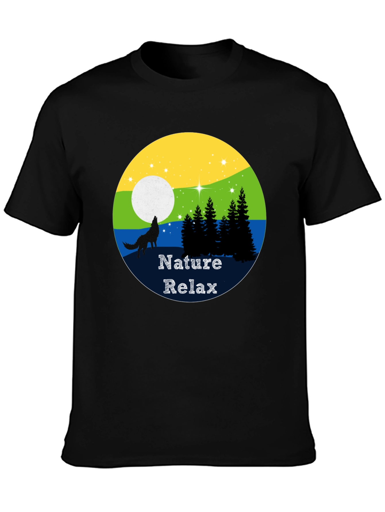 Nature Relax T-Shirt - Wolf Howling at Moon