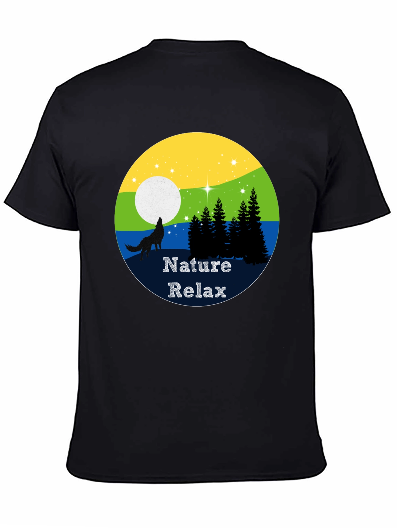Nature Relax T-Shirt - Wolf Howling at Moon