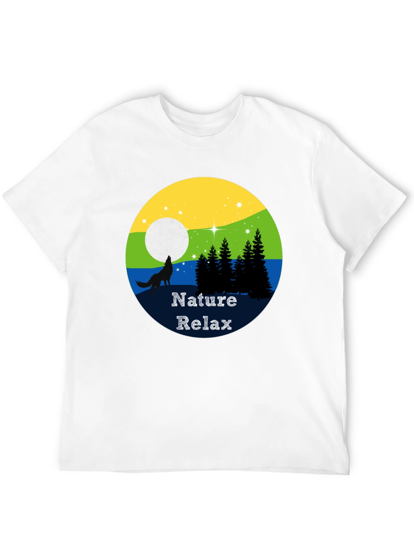 Nature Relax T-Shirt - Wolf Howling at Moon