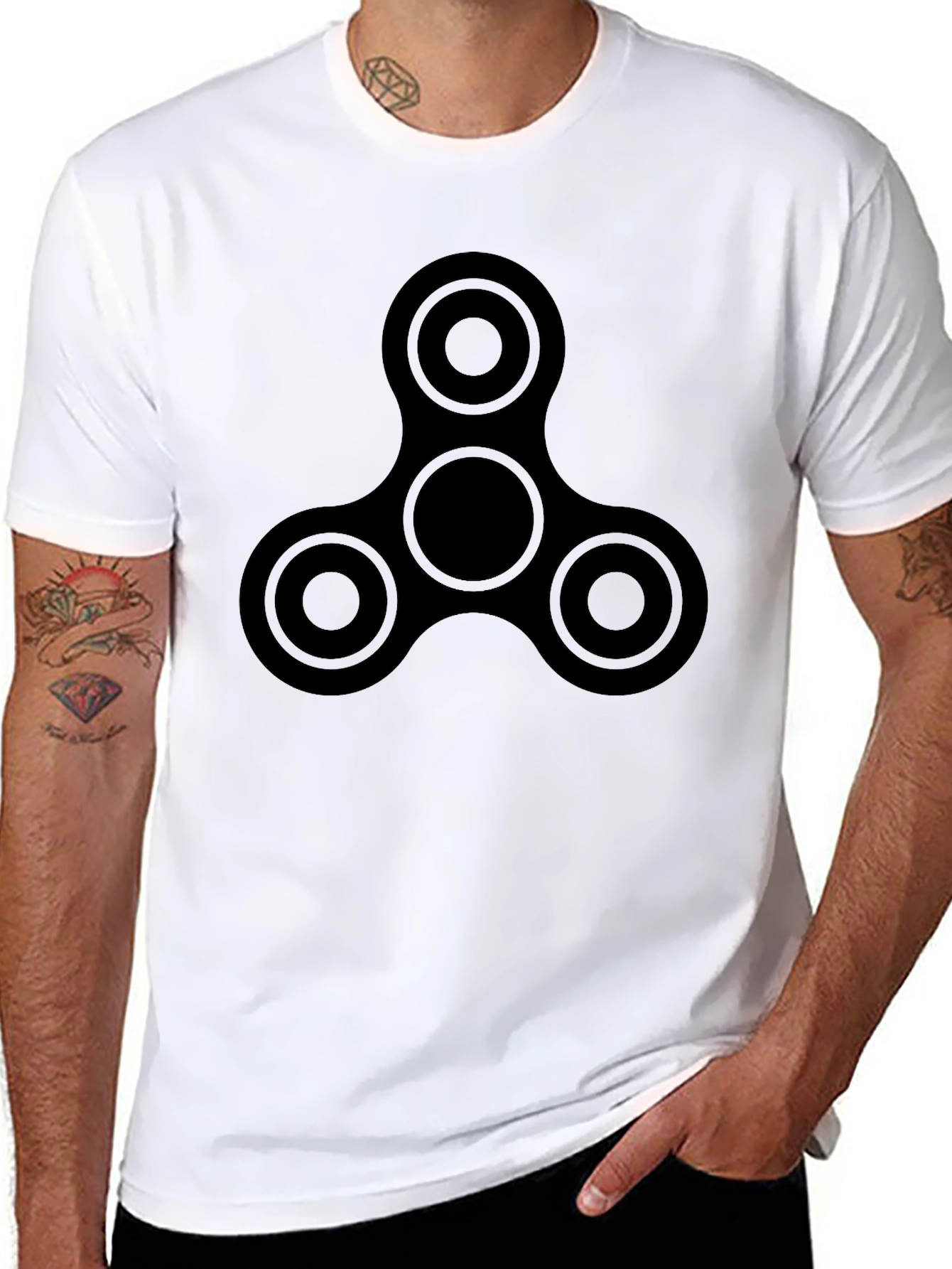 Fidget Spinner Graphic Tee - Black Casual Shirt