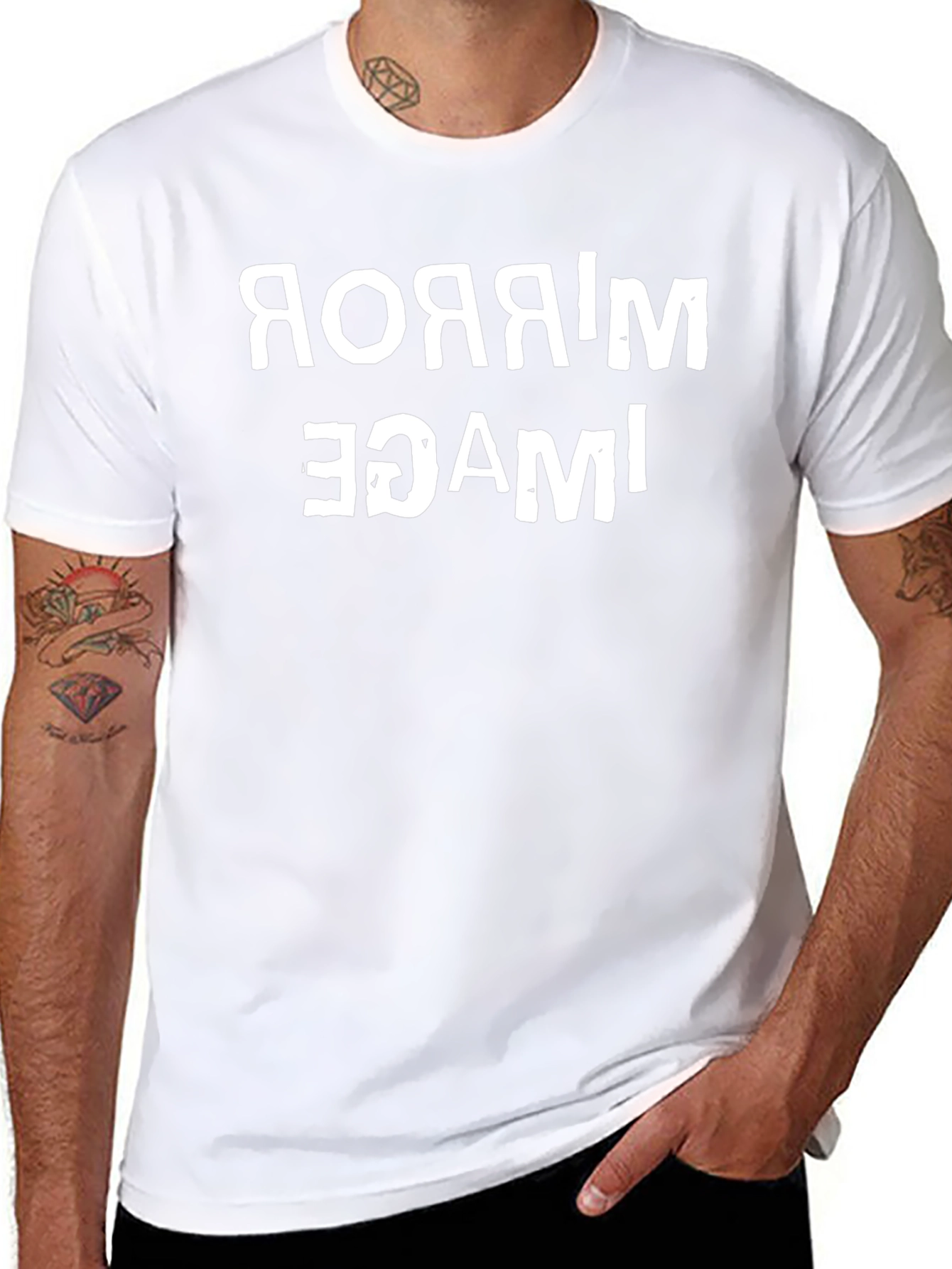 Mirror Image Graphic Tee - Funny Reversible Design