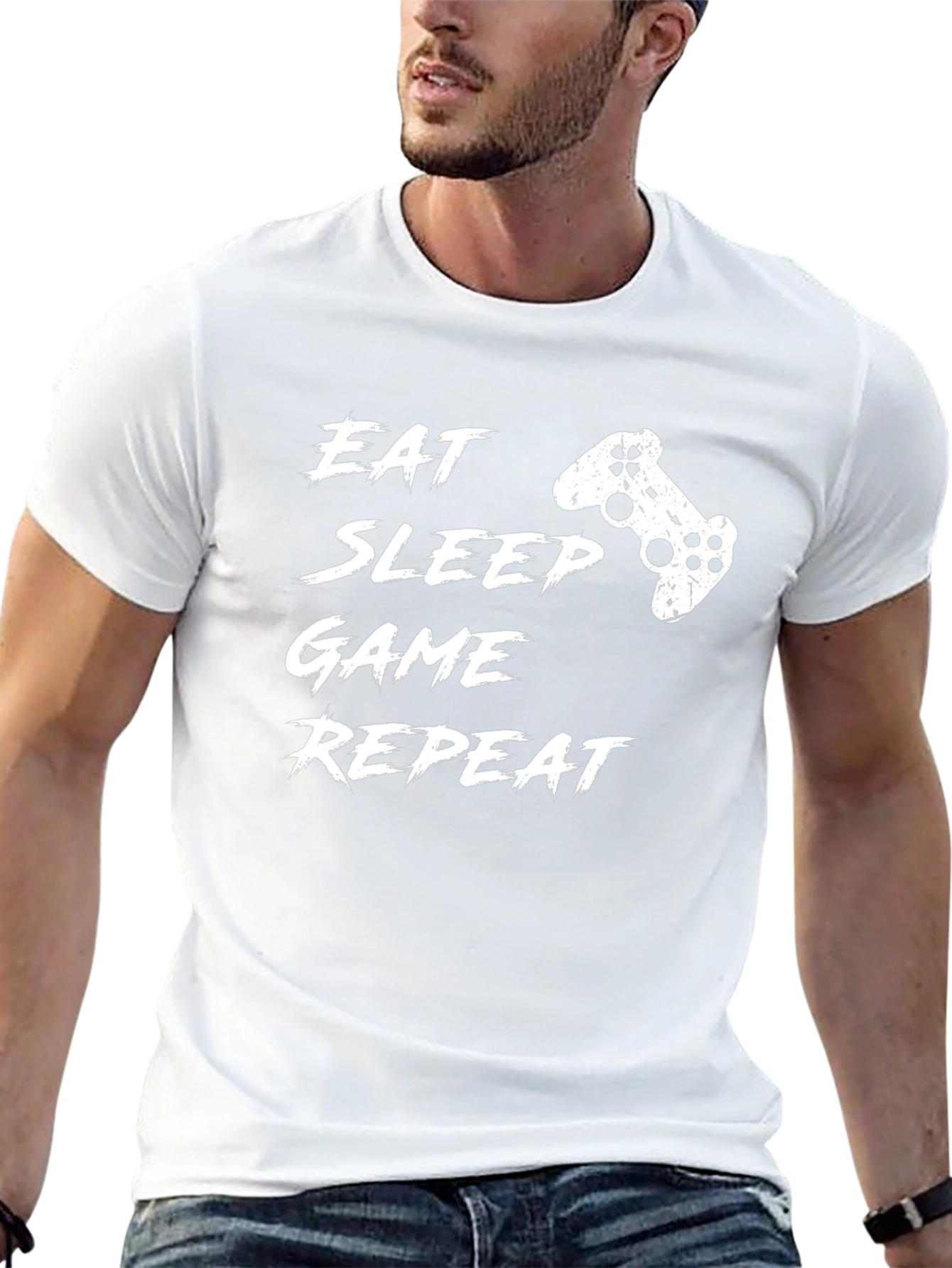 Eat Sleep Game Repeat Black Graphic Tee