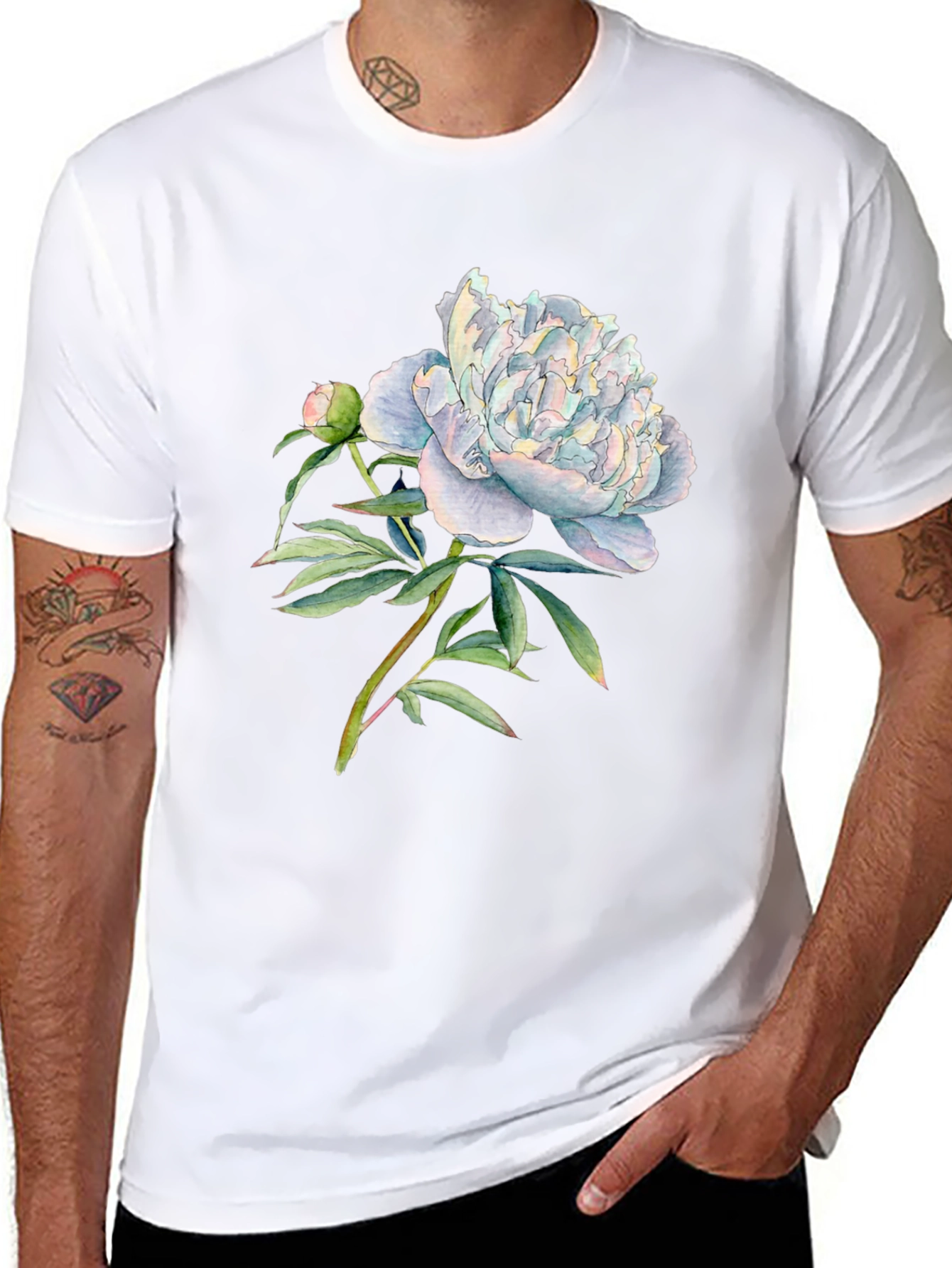 Floral Peony Graphic Black T-Shirt