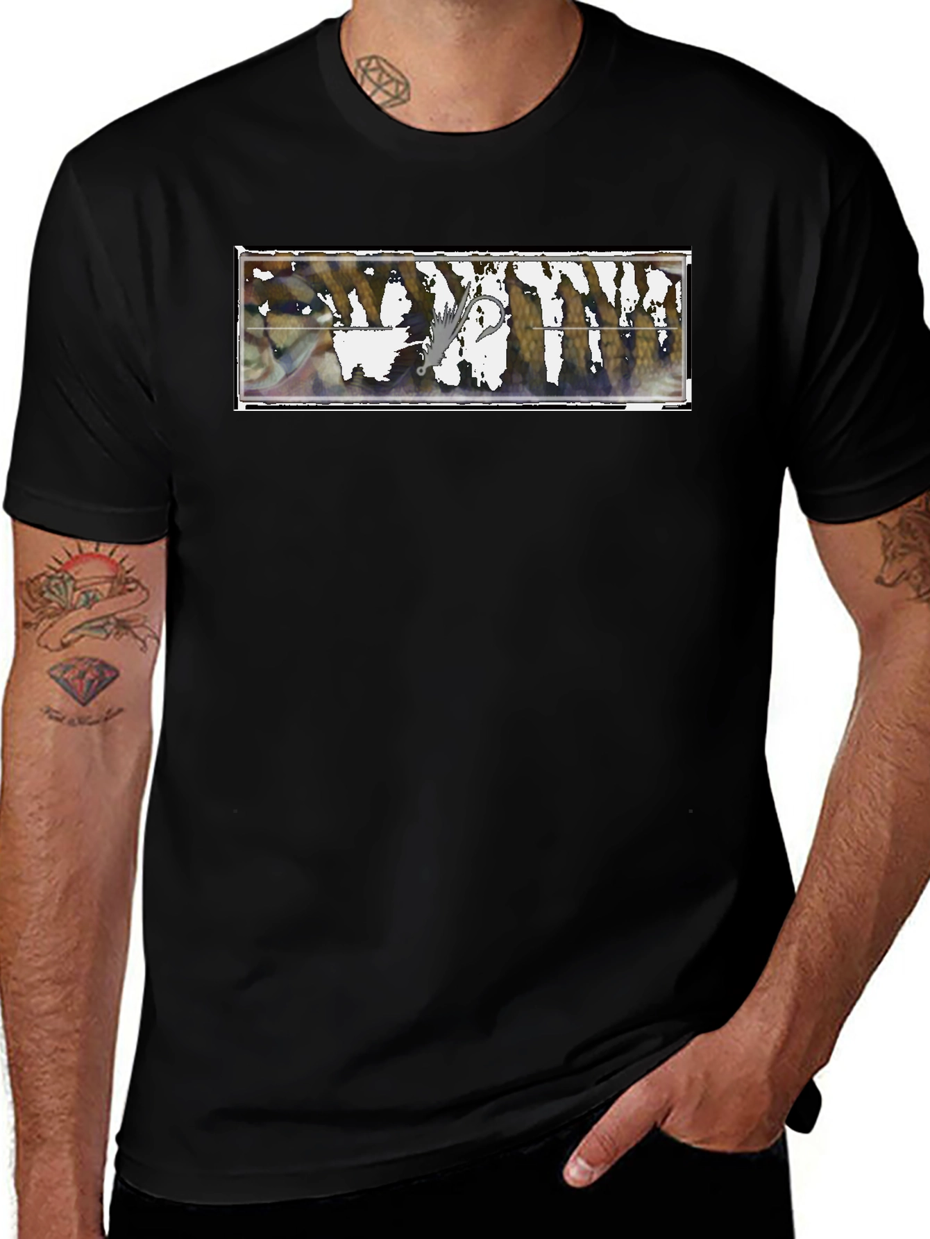 Fishing Lure Graphic T-Shirt - Black Casual Style