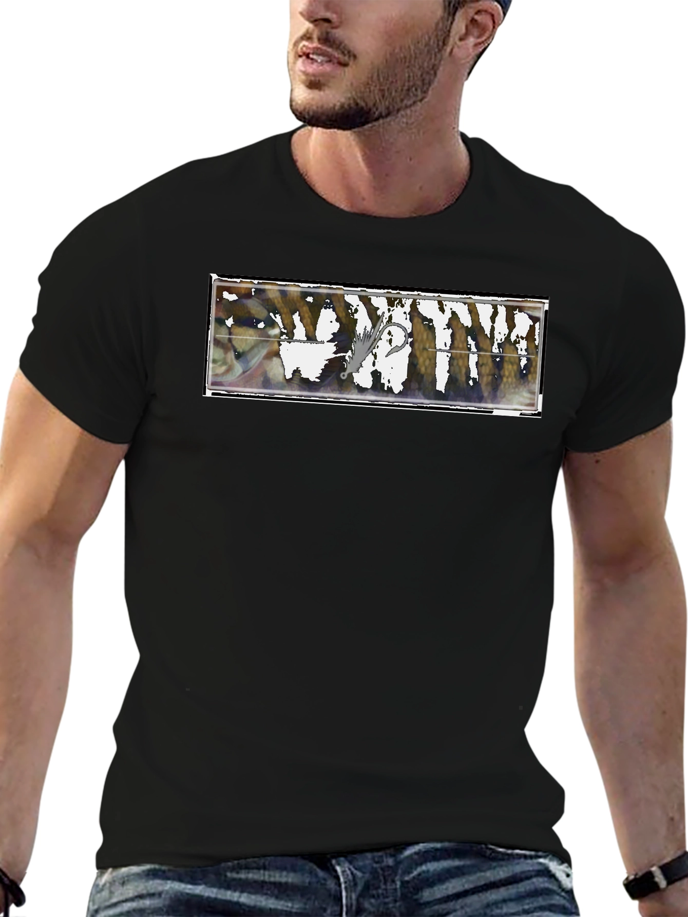 Fishing Lure Graphic T-Shirt - Black Casual Style