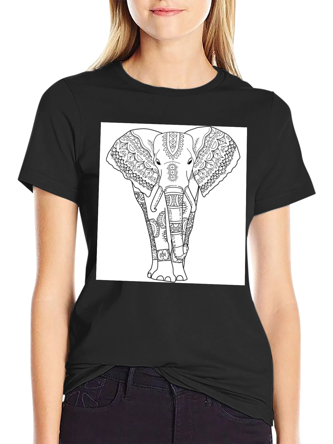Elephant Mandala Graphic T-Shirt