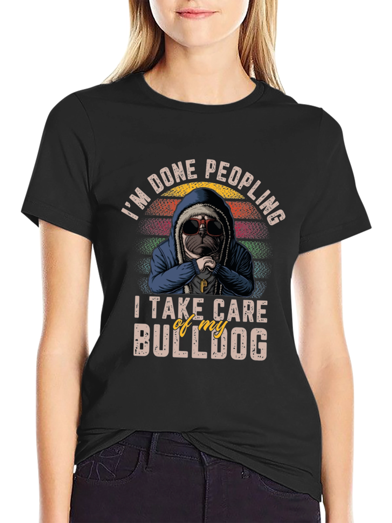 Im Done Peopling Bulldog Graphic T-Shirt