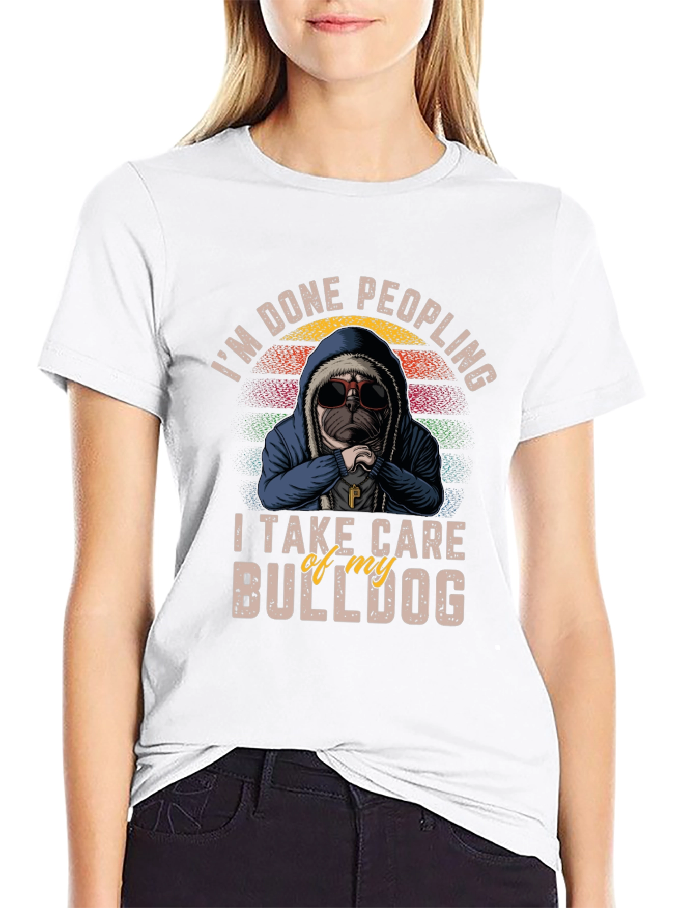 Im Done Peopling Bulldog Graphic T-Shirt