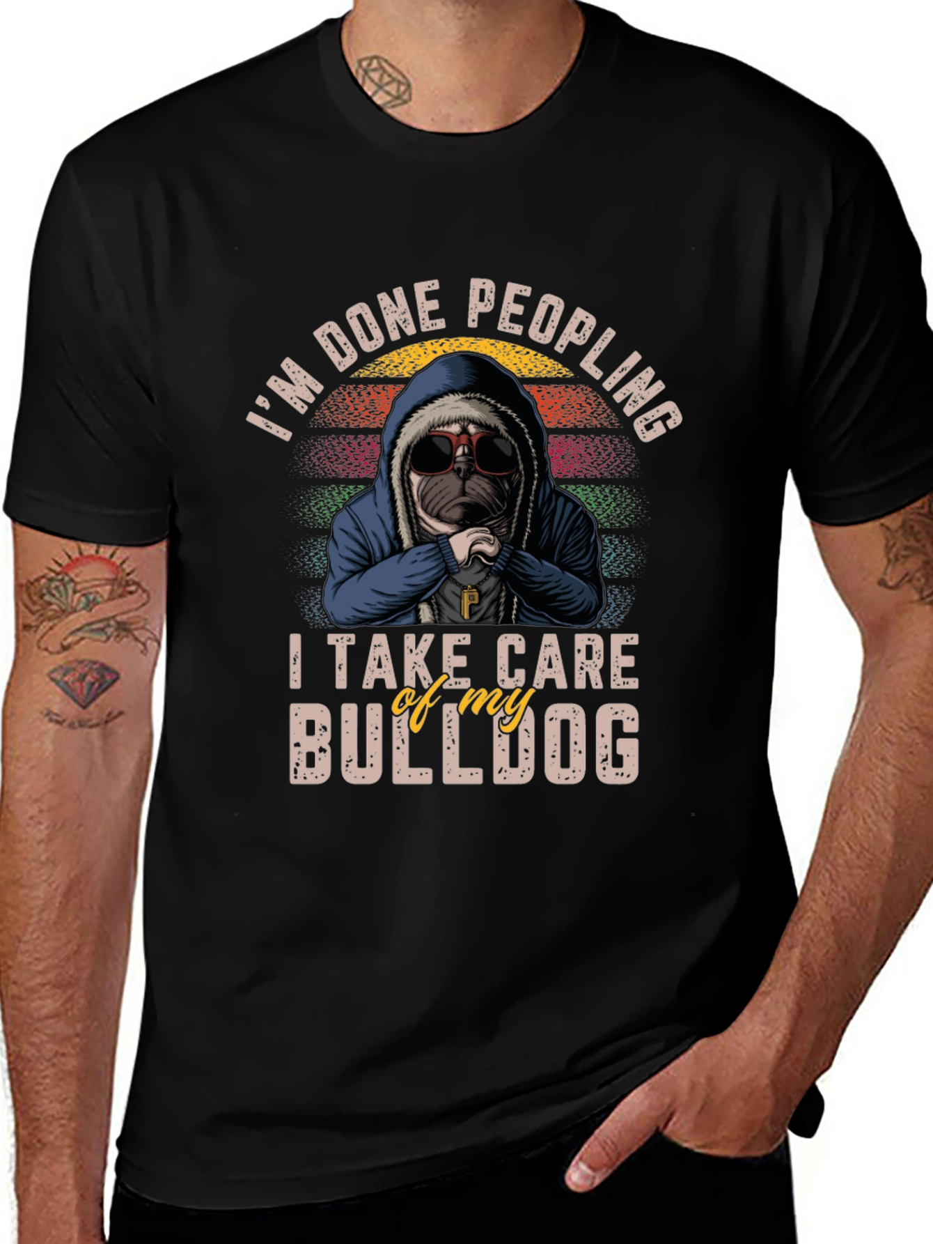 Im Done Peopling Bulldog Graphic T-Shirt