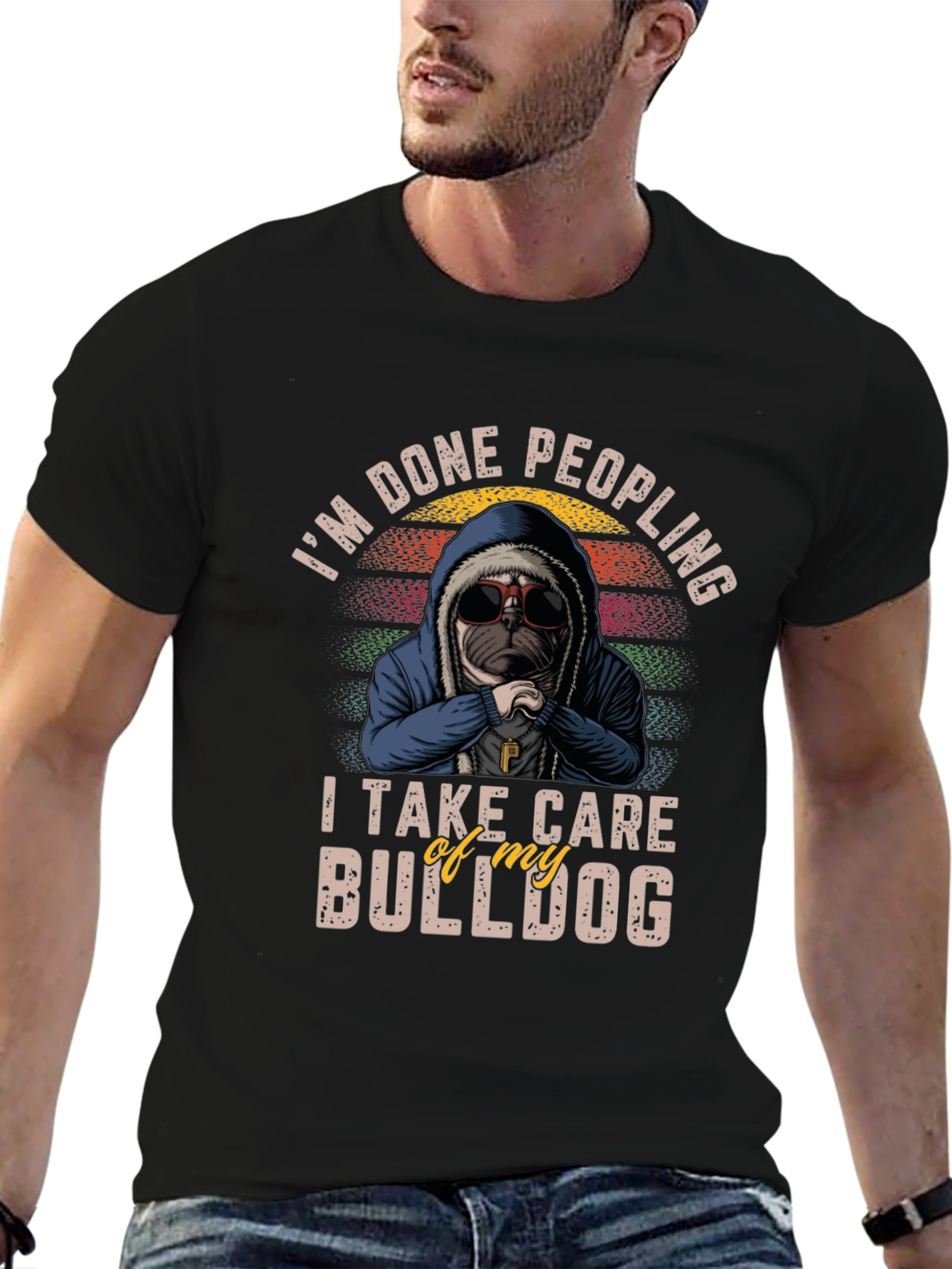 Im Done Peopling Bulldog Graphic T-Shirt