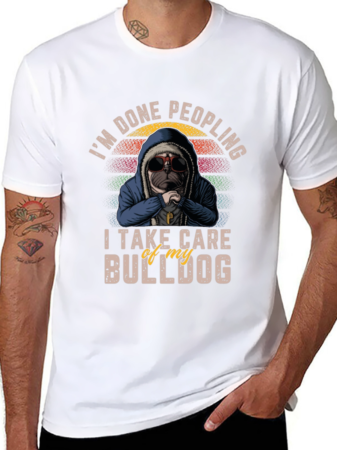 Im Done Peopling Bulldog Graphic T-Shirt