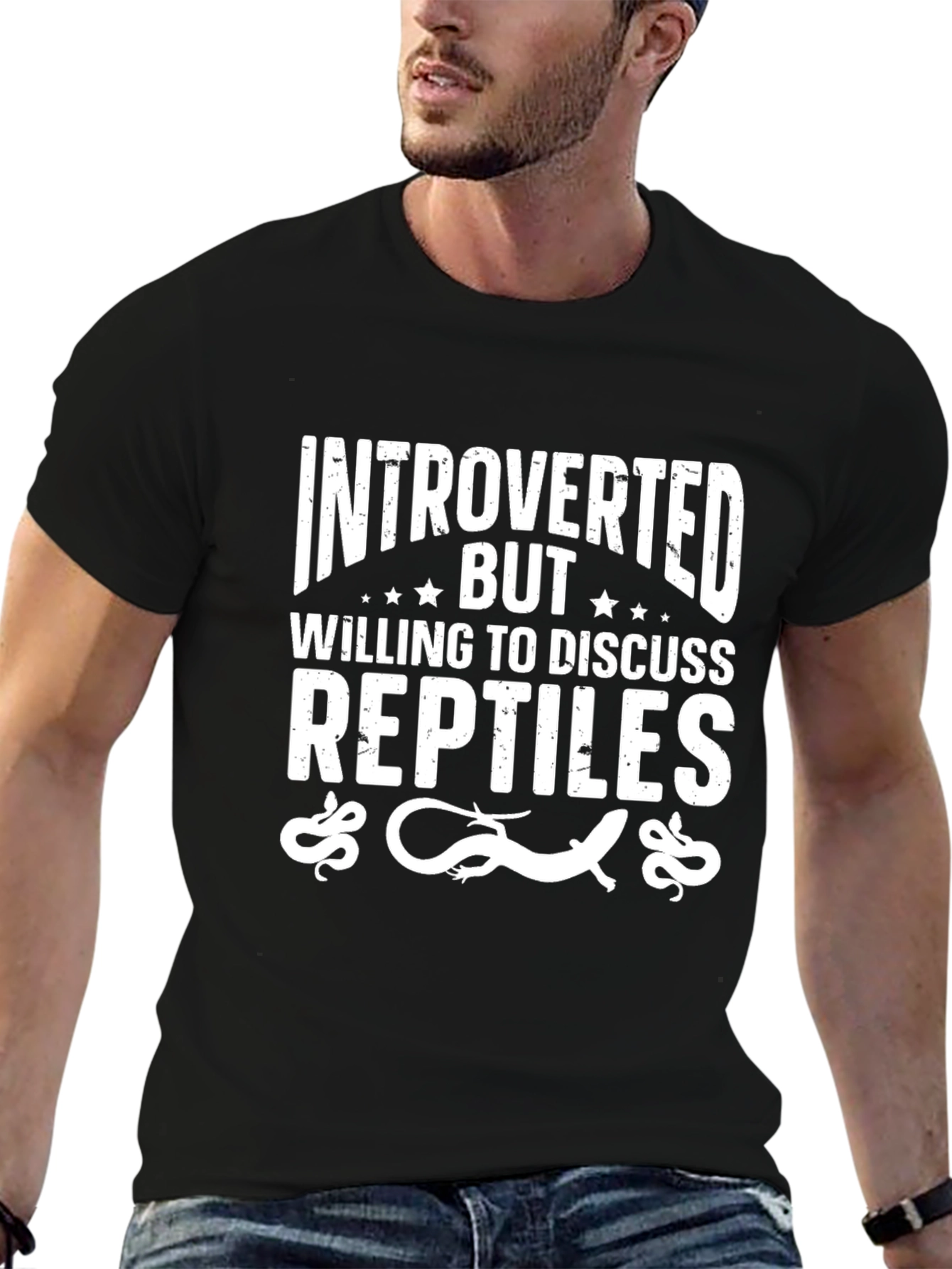 Introverted Reptiles Lover Tee - Black Cotton T-Shirt