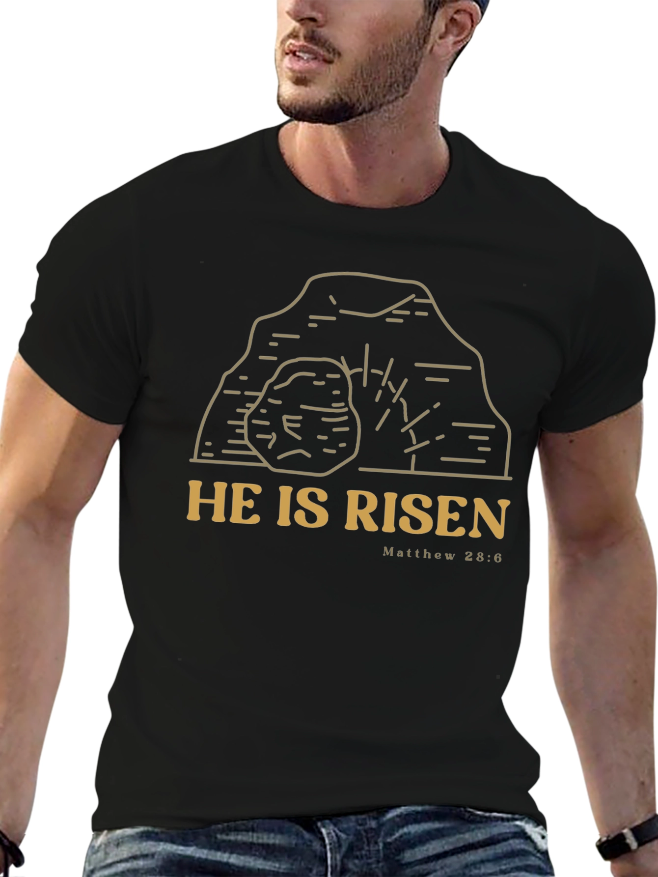 He Is Risen Graphic Tee - Matthew 28:6