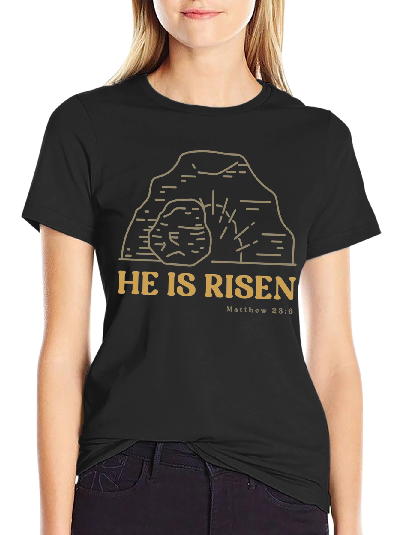 He Is Risen Graphic Tee - Matthew 28:6