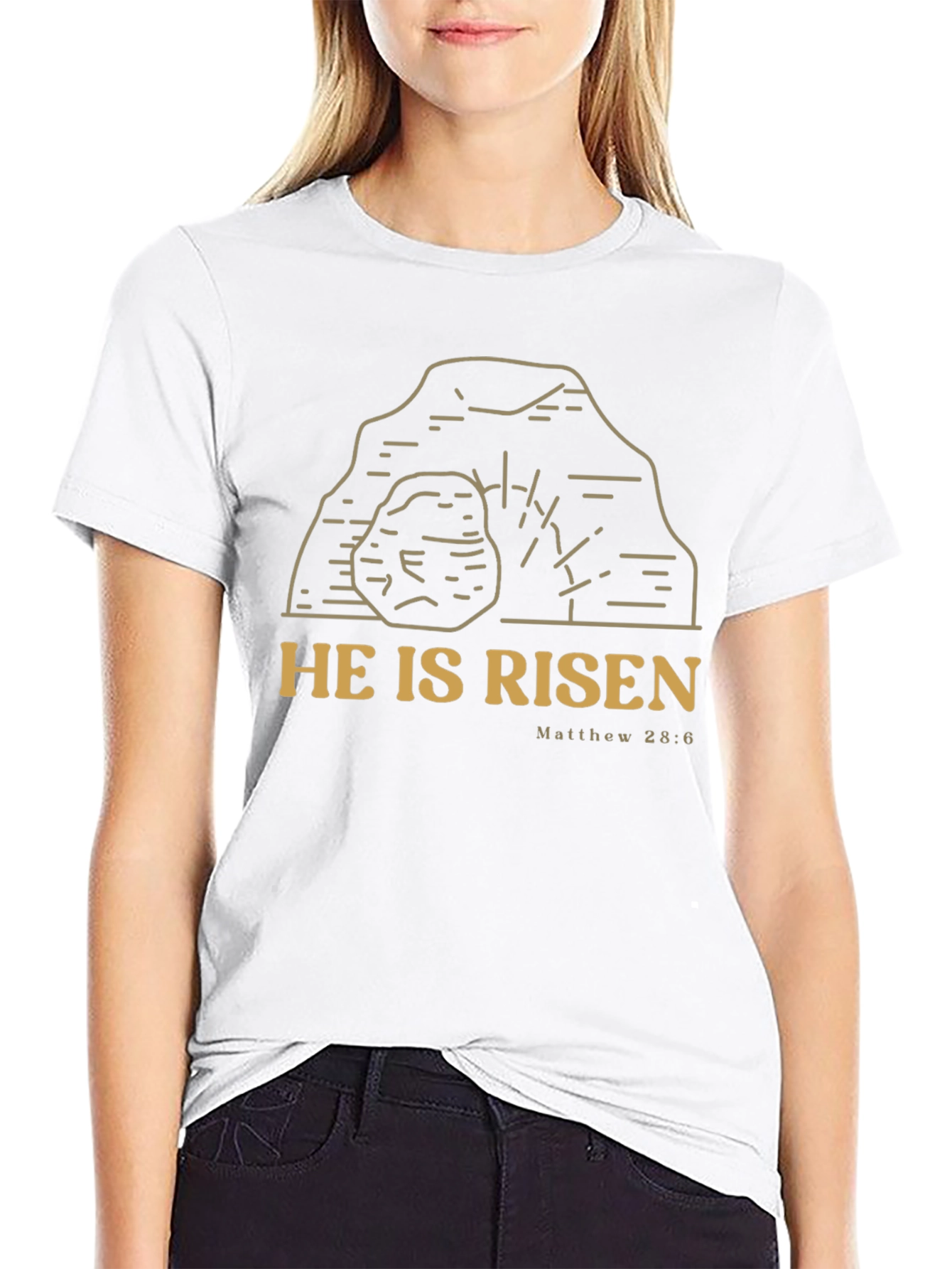 He Is Risen Graphic Tee - Matthew 28:6