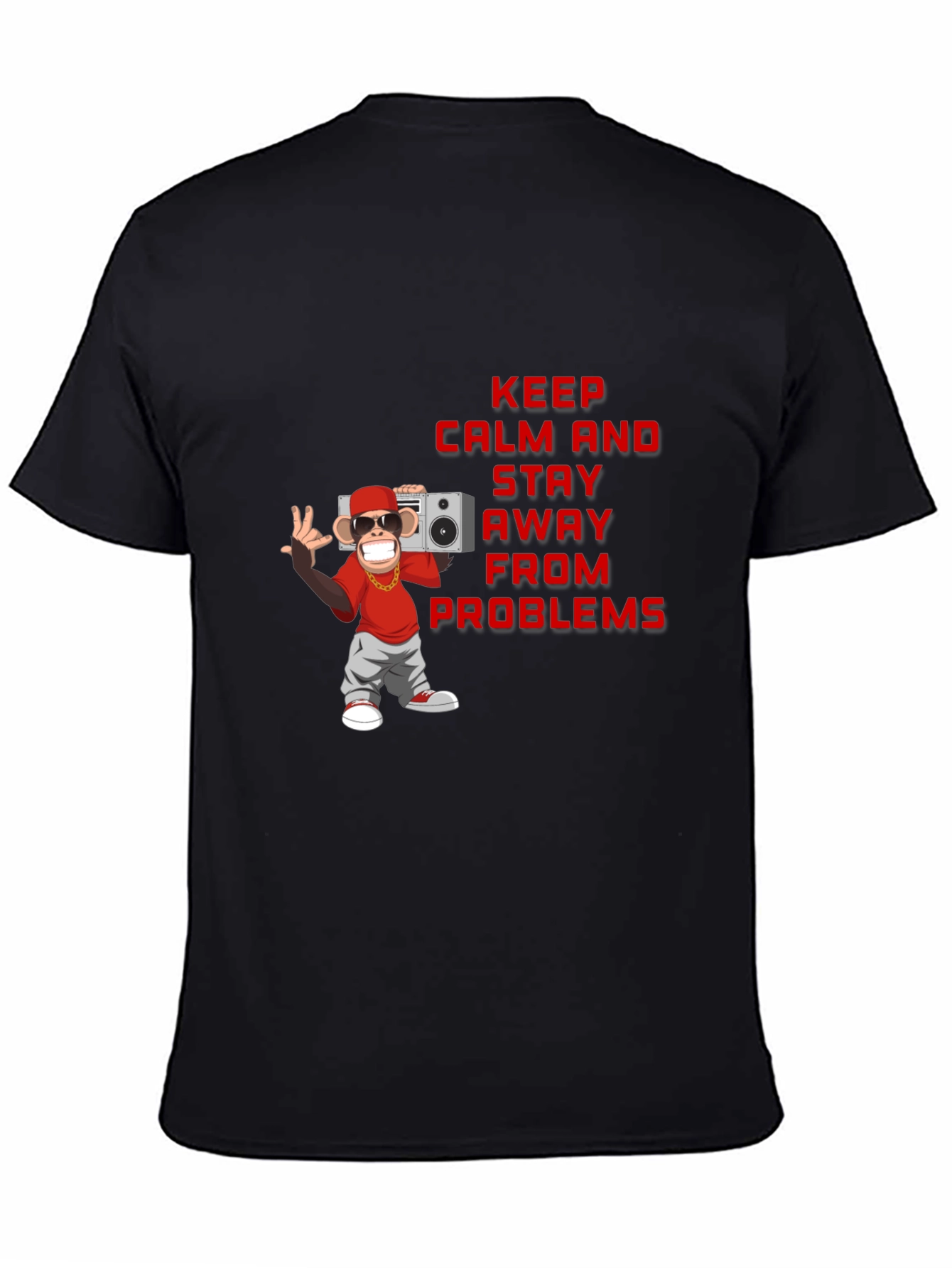 Keep Calm Monkey Graphic Tee - Unisex Black T-Shirt