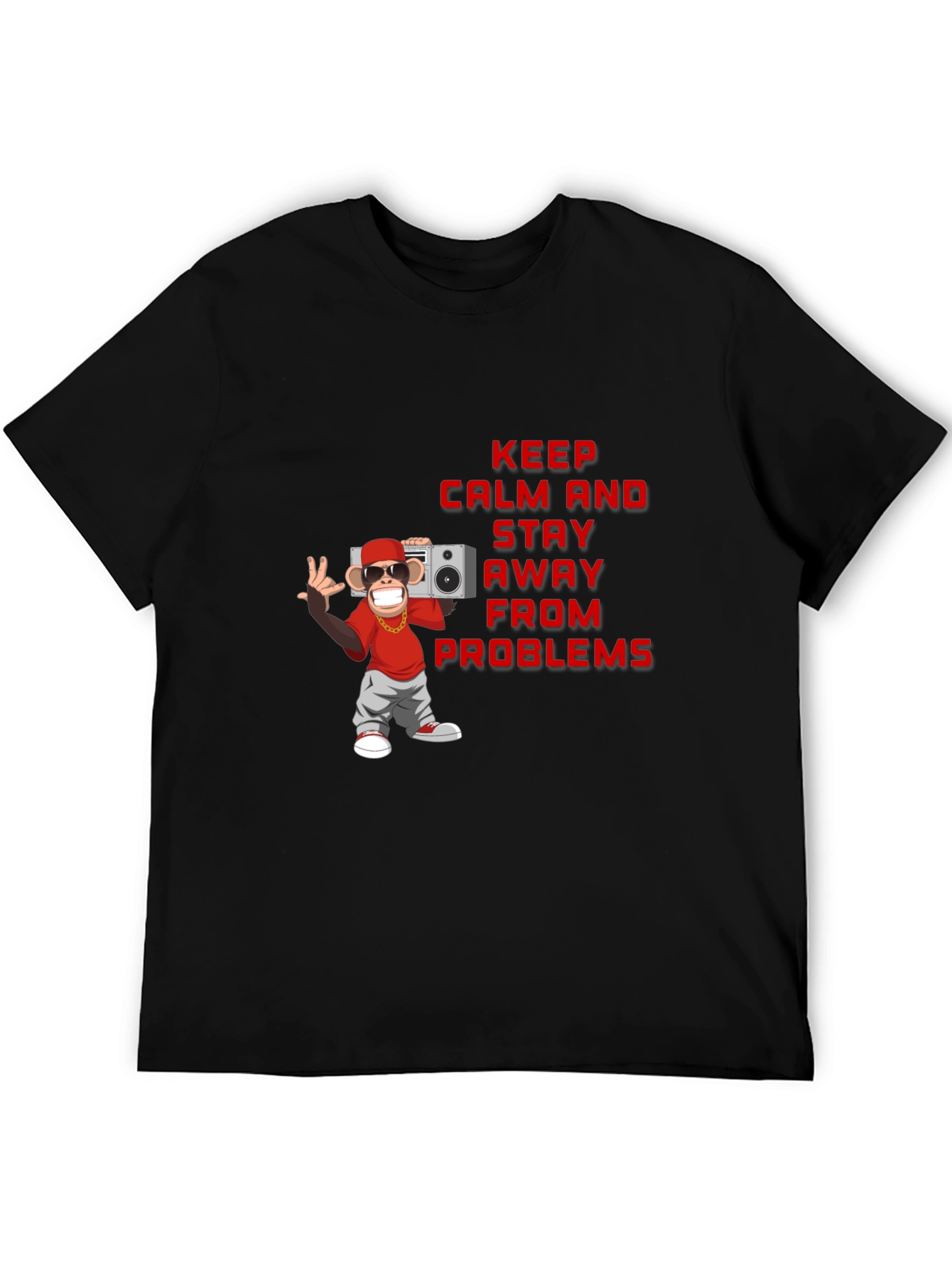 Keep Calm Monkey Graphic Tee - Unisex Black T-Shirt