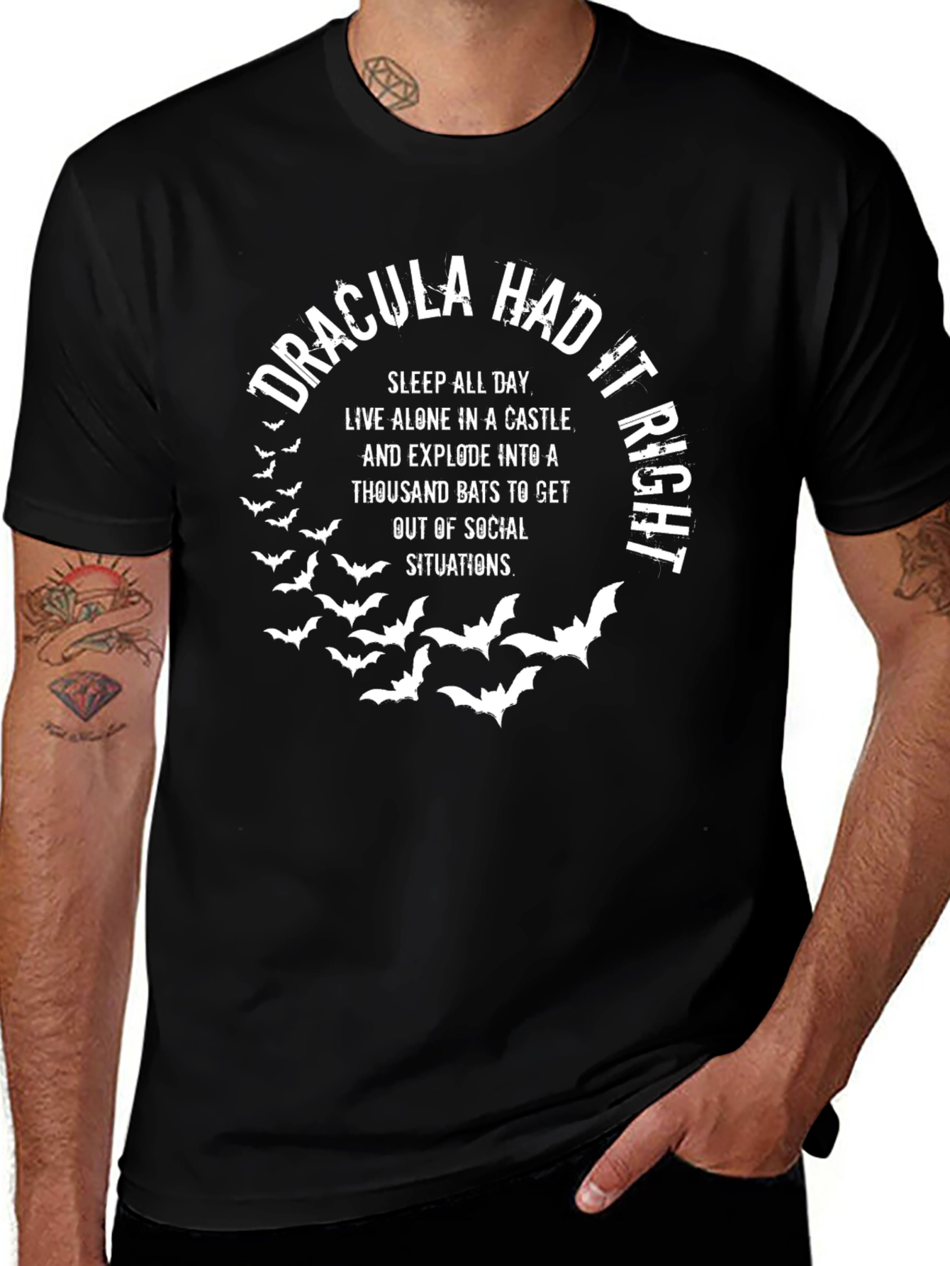 Dracula Bats Social Situations T-Shirt