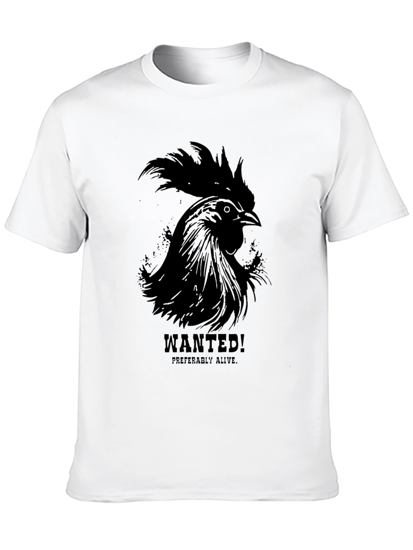 Wanted Rooster Black T-Shirt - Mens Graphic Tee