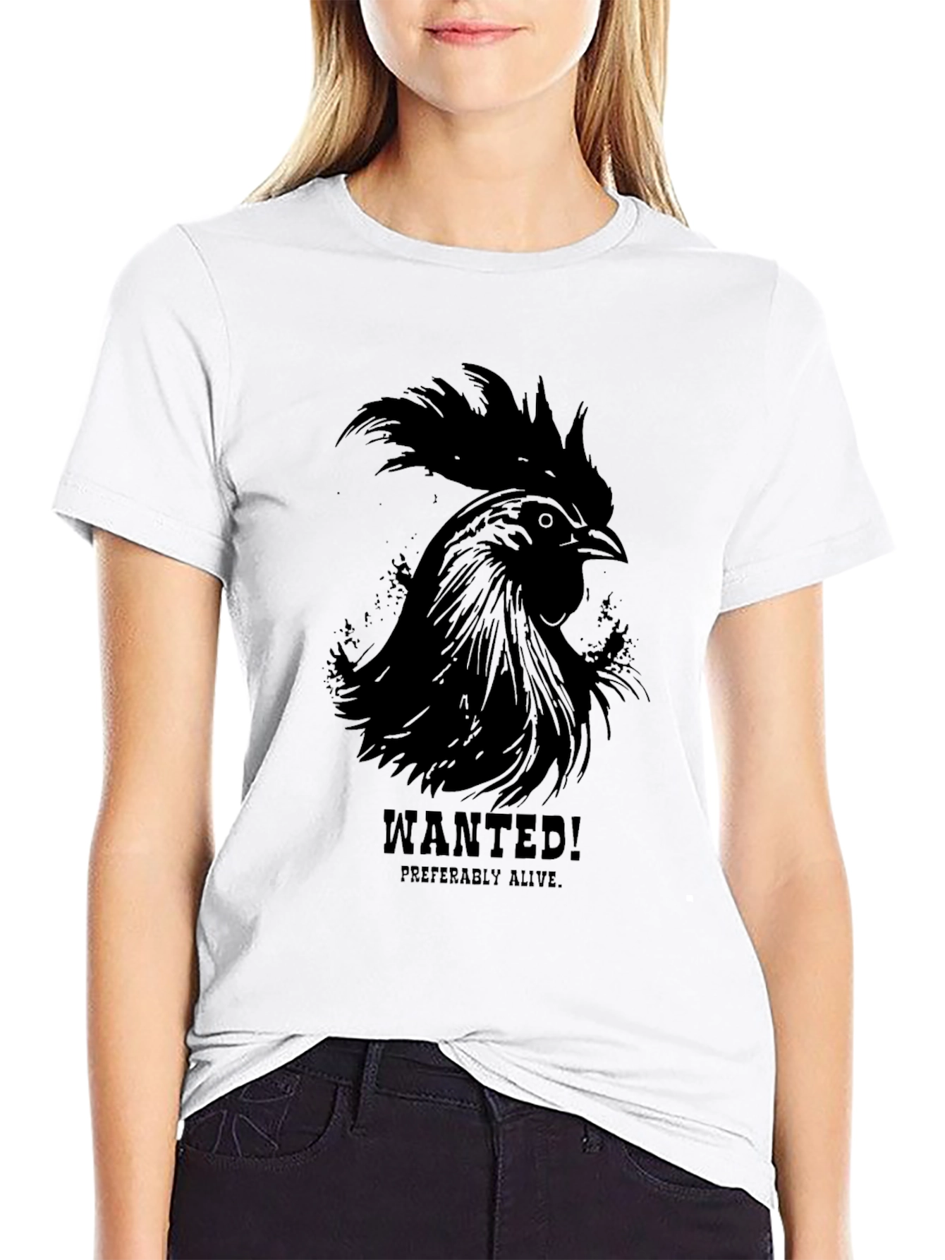 Wanted Rooster Black T-Shirt - Mens Graphic Tee