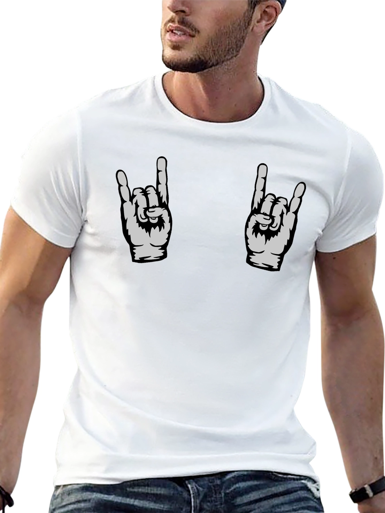 Rock On Graphic Tee - Black Cotton T-Shirt