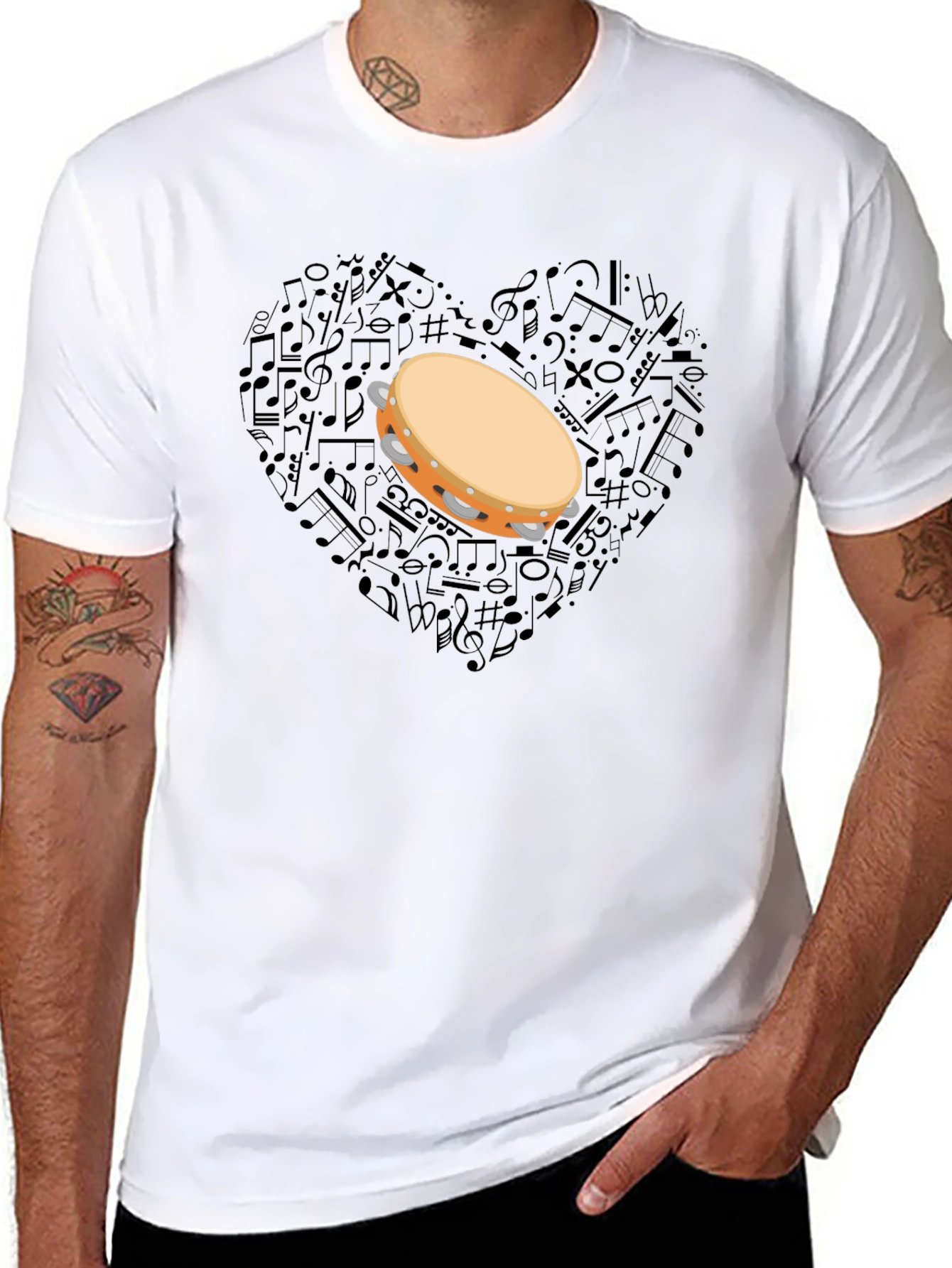 Musical Heart Tambourine Graphic Tee