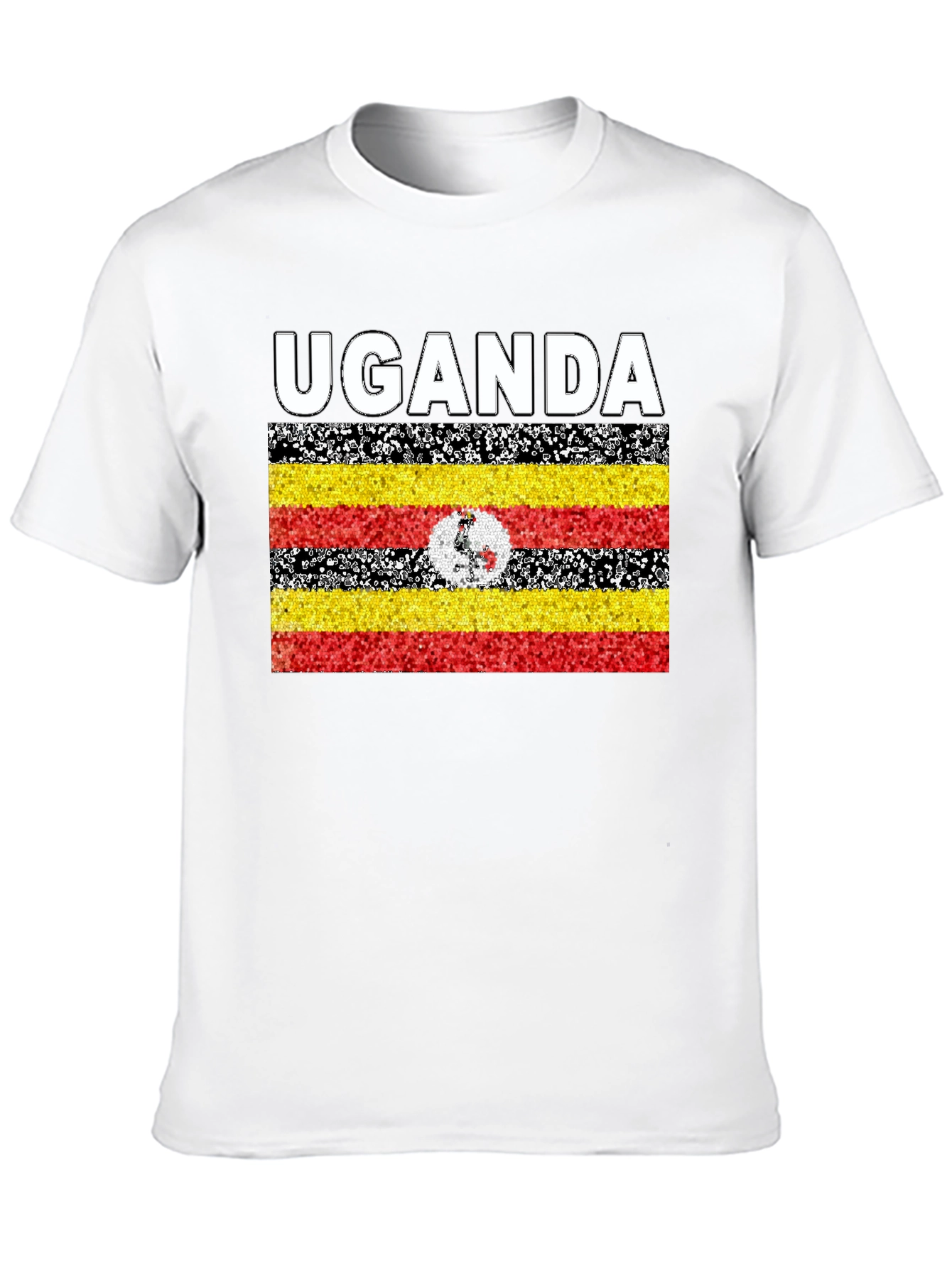 Uganda Flag Graphic T-Shirt - Black Cotton Tee