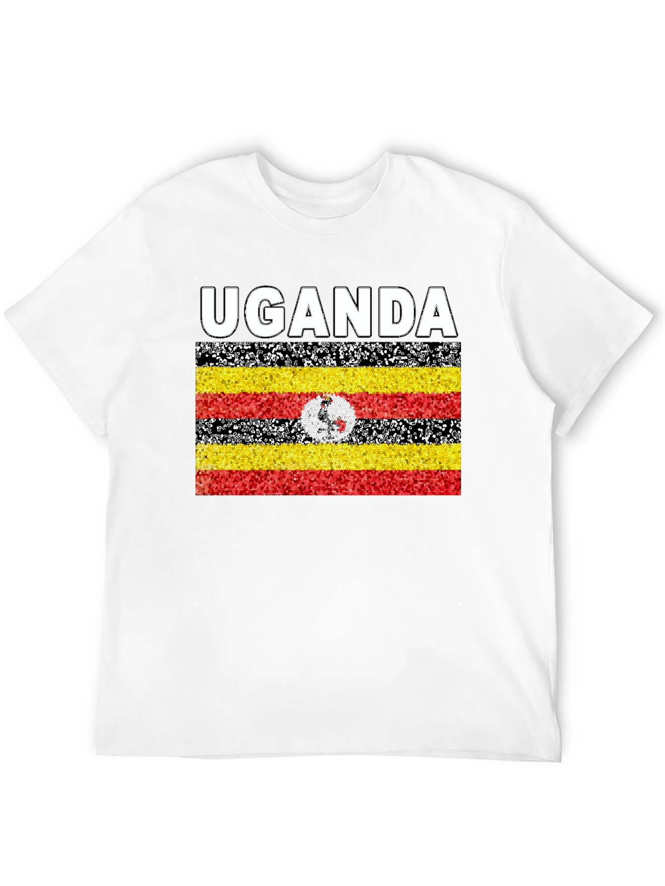 Uganda Flag Graphic T-Shirt - Black Cotton Tee